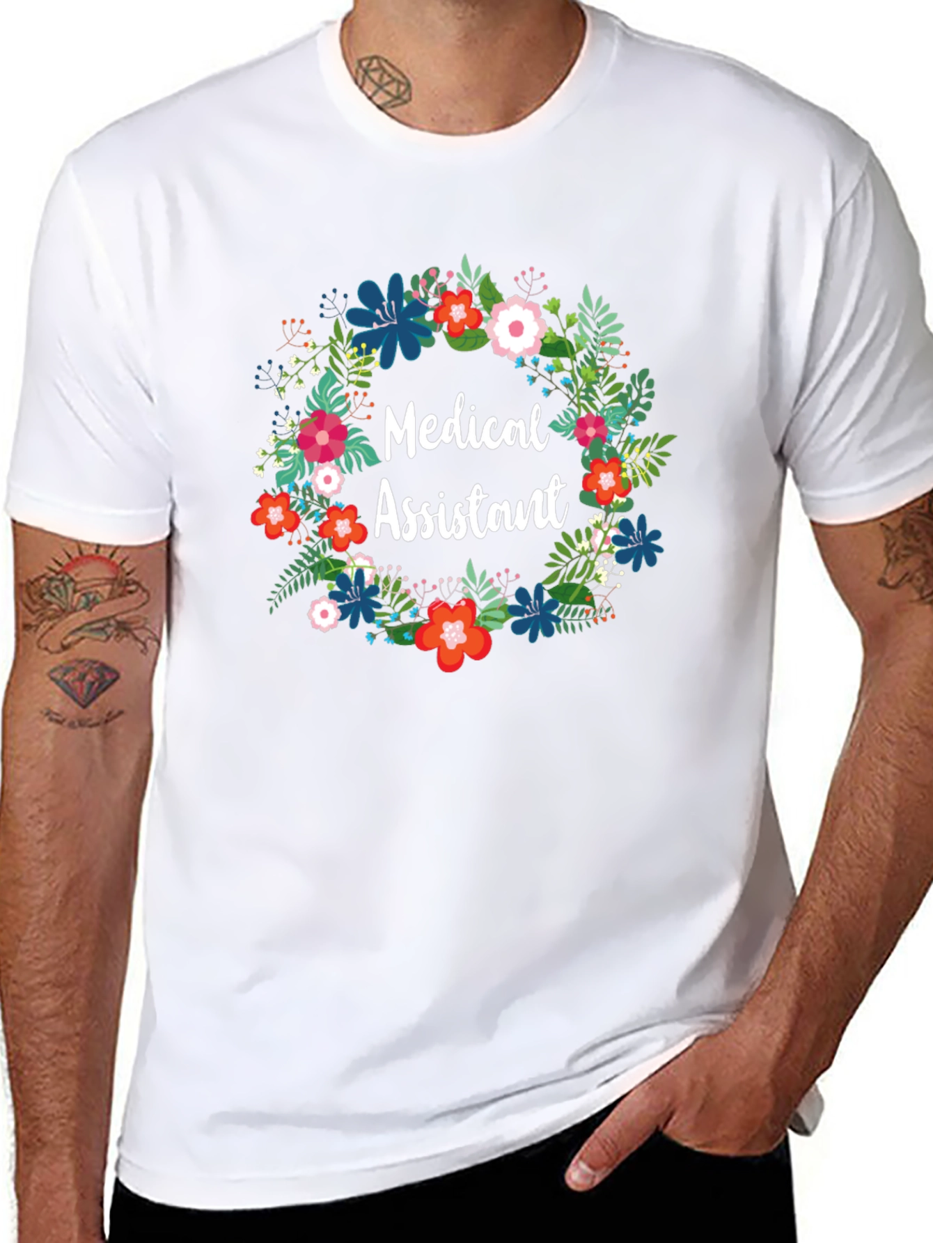 Medical Assistant Floral Wreath T-Shirt