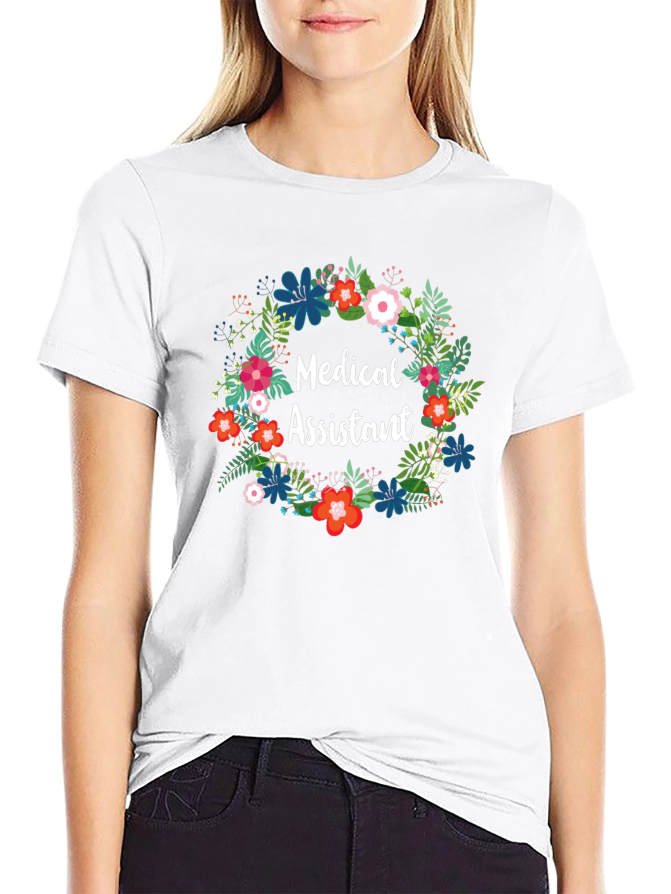 Medical Assistant Floral Wreath T-Shirt