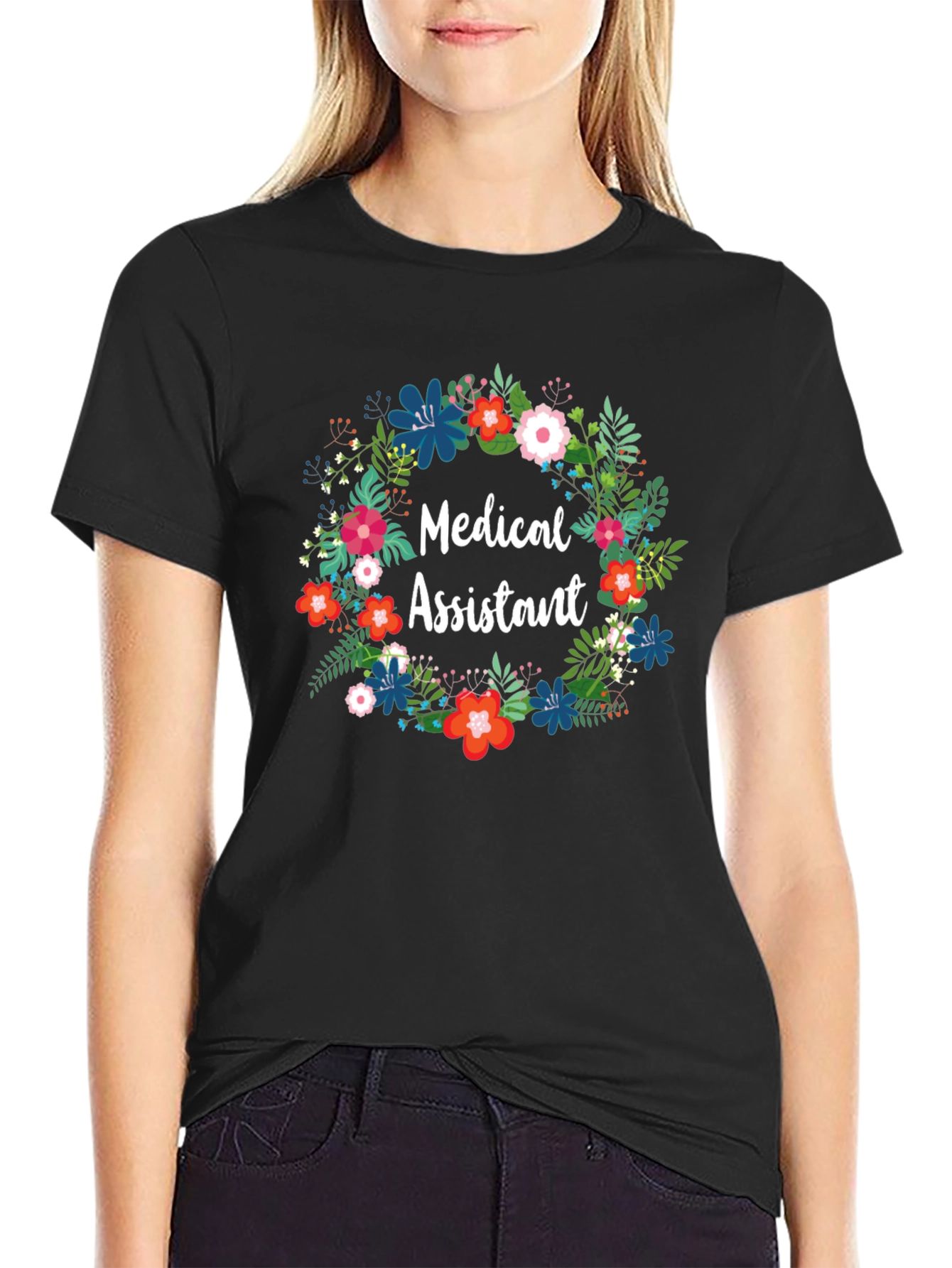 Medical Assistant Floral Wreath T-Shirt
