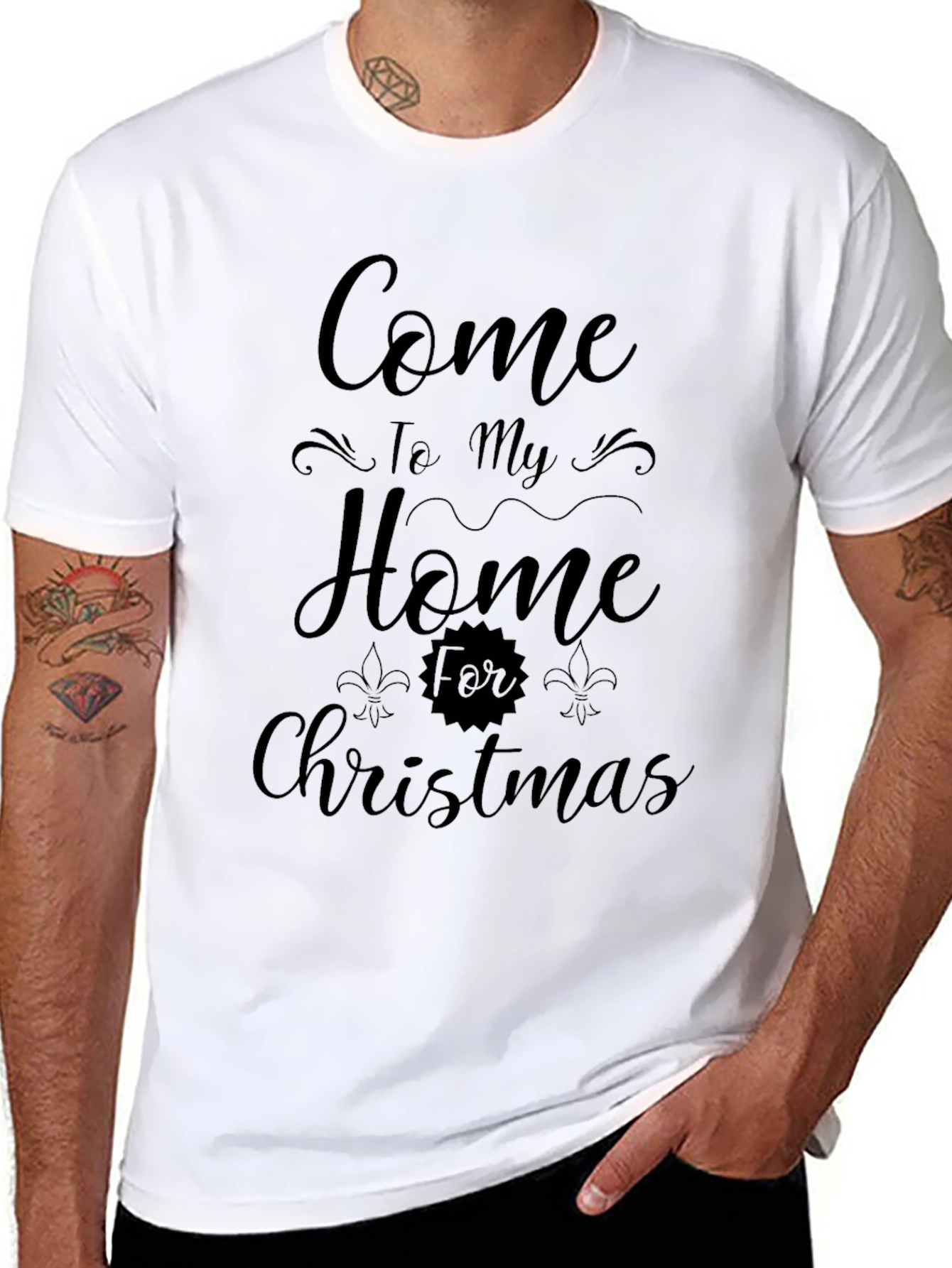 Festive Come Home for Christmas Black Tee