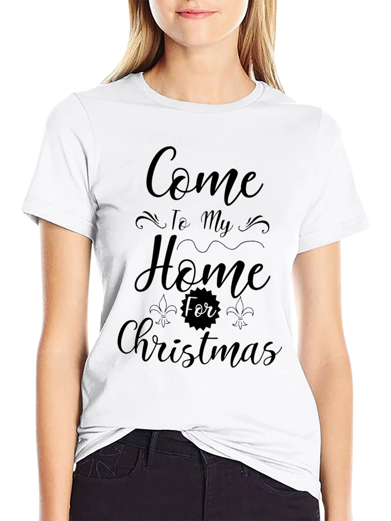 Festive Come Home for Christmas Black Tee
