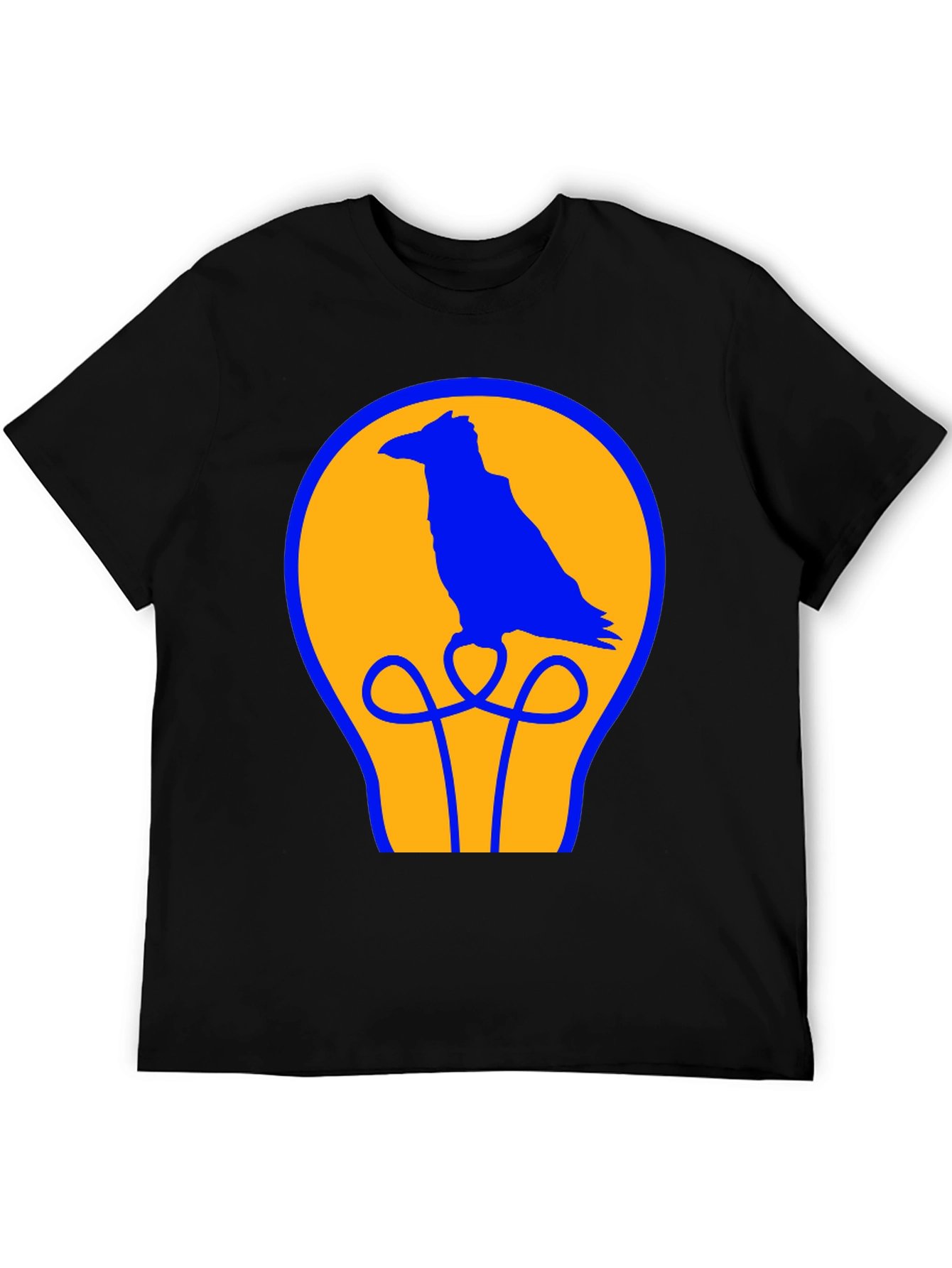 Raven Lightbulb Graphic T-Shirt - Cool Bird Design