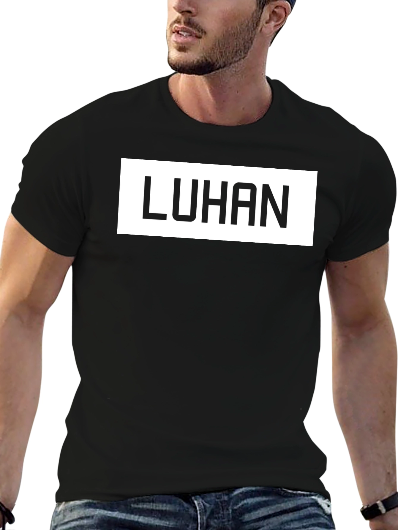 LUHAN Graphic Tee - Stylish Black Cotton Blend T-Shirt