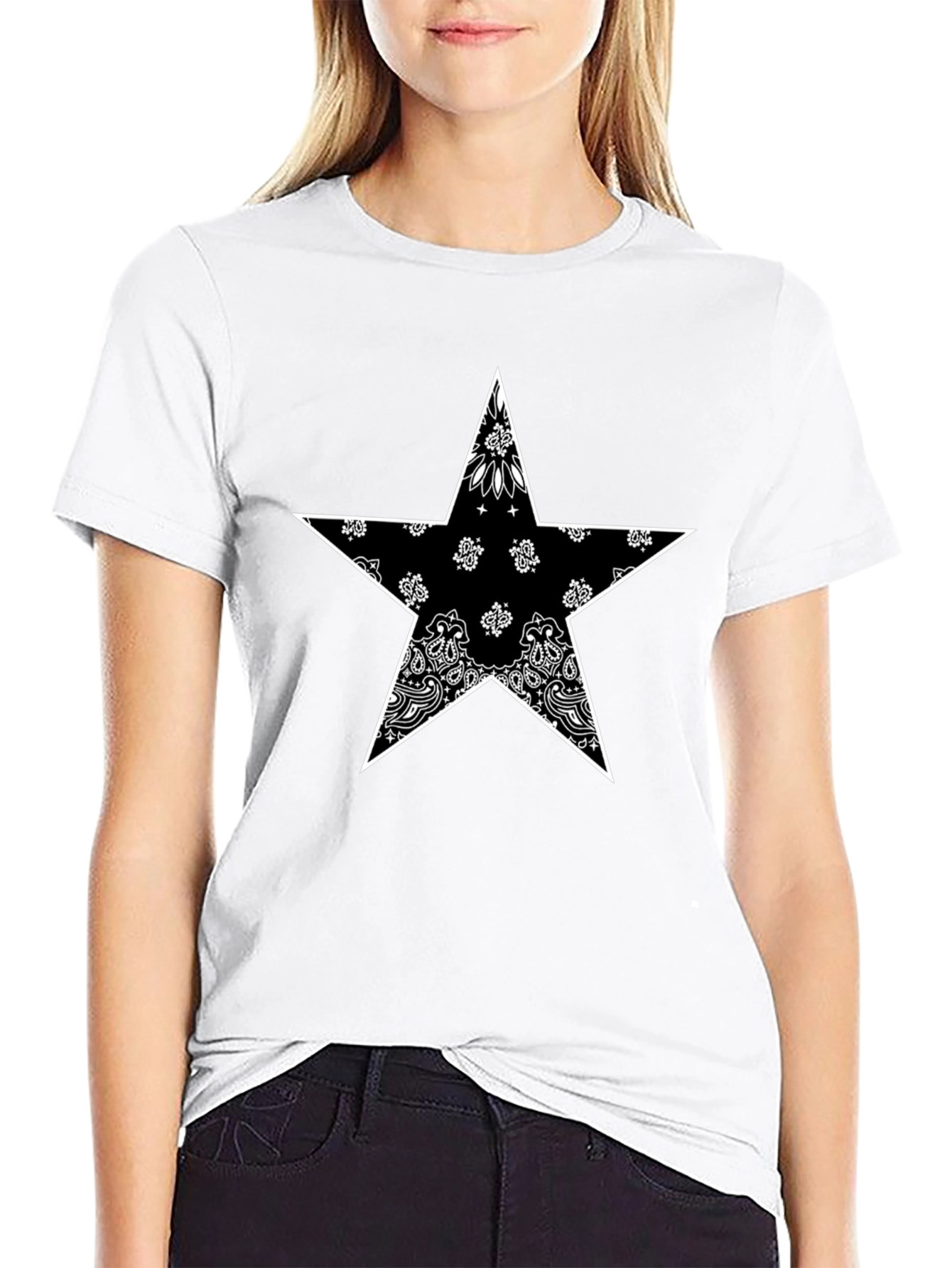 Bandana Star Graphic T-Shirt - Black