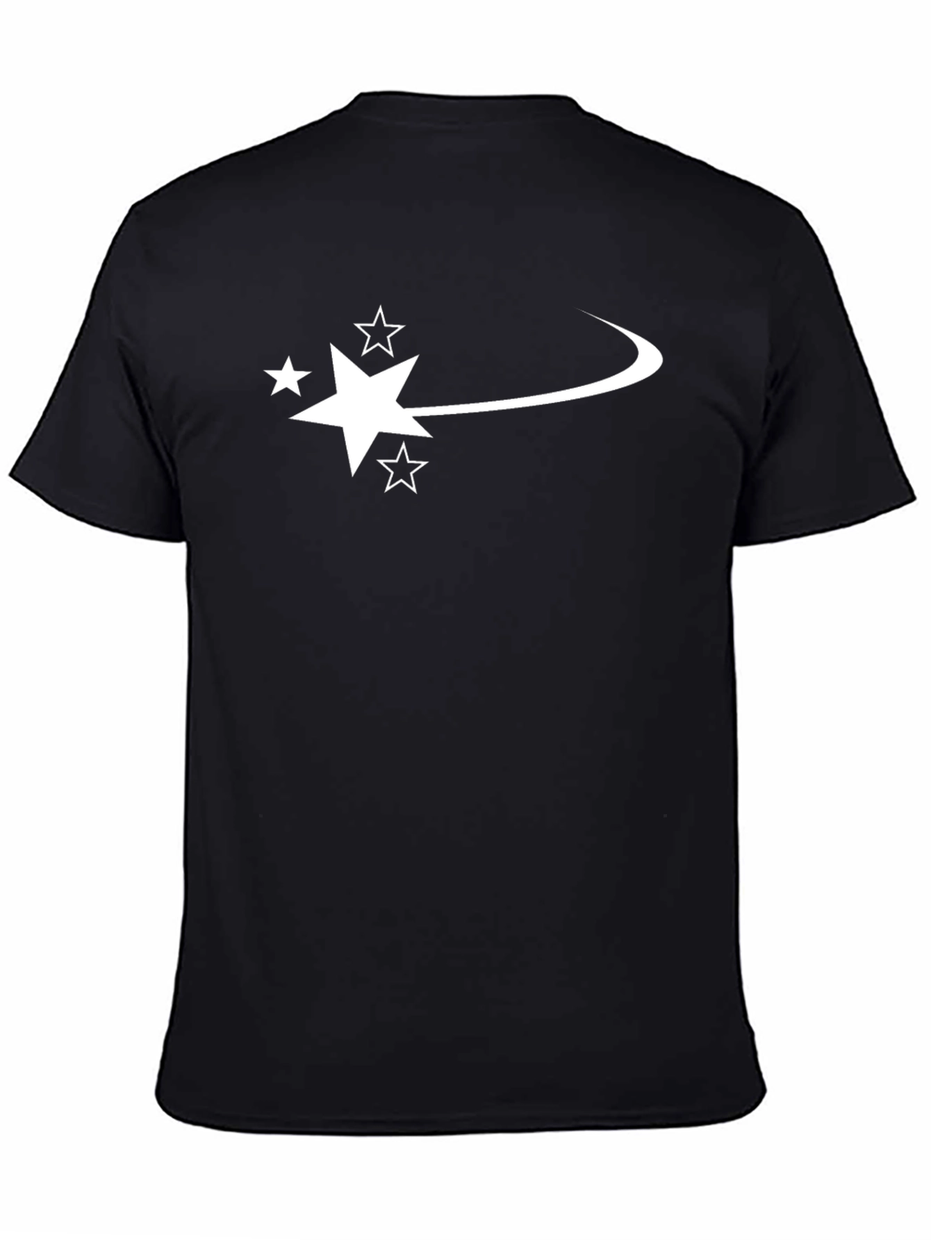 Mens Black T-Shirt with Star Streak Design