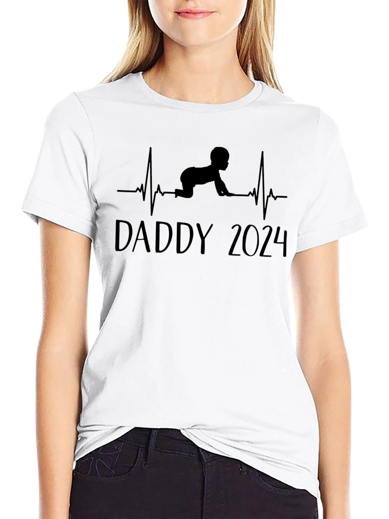 Daddy 2024 Baby Heartbeat T-Shirt
