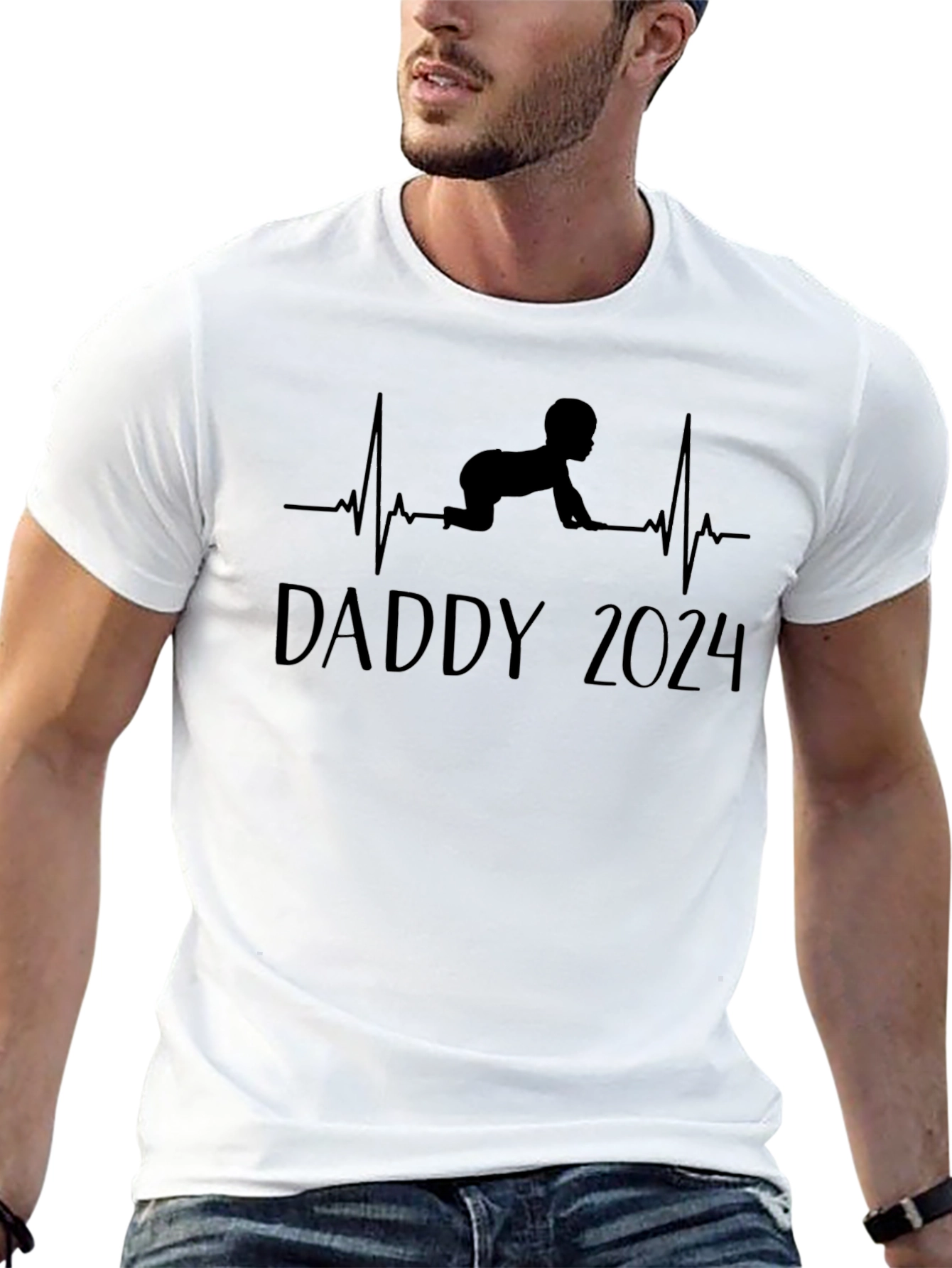 Daddy 2024 Baby Heartbeat T-Shirt