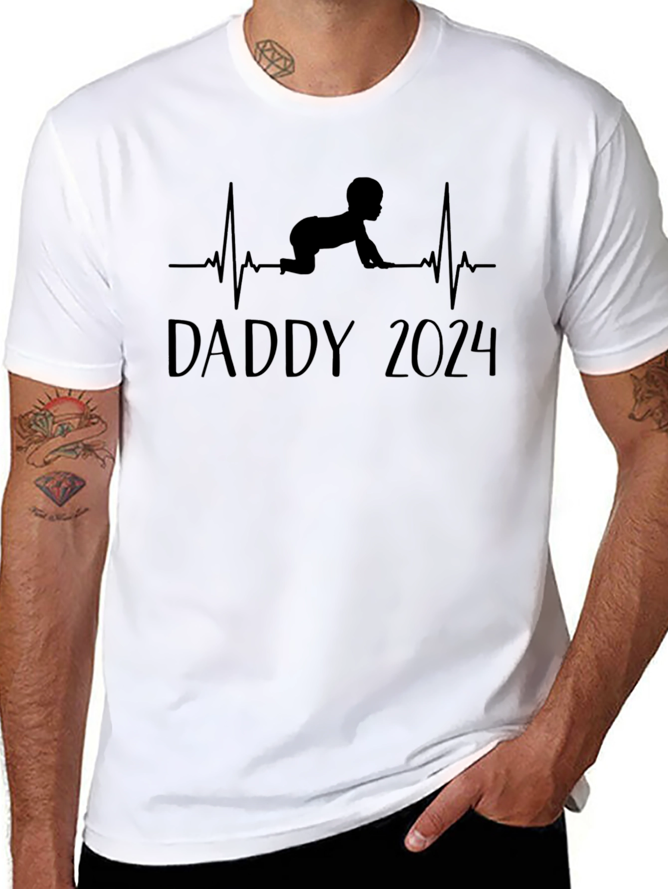 Daddy 2024 Baby Heartbeat T-Shirt