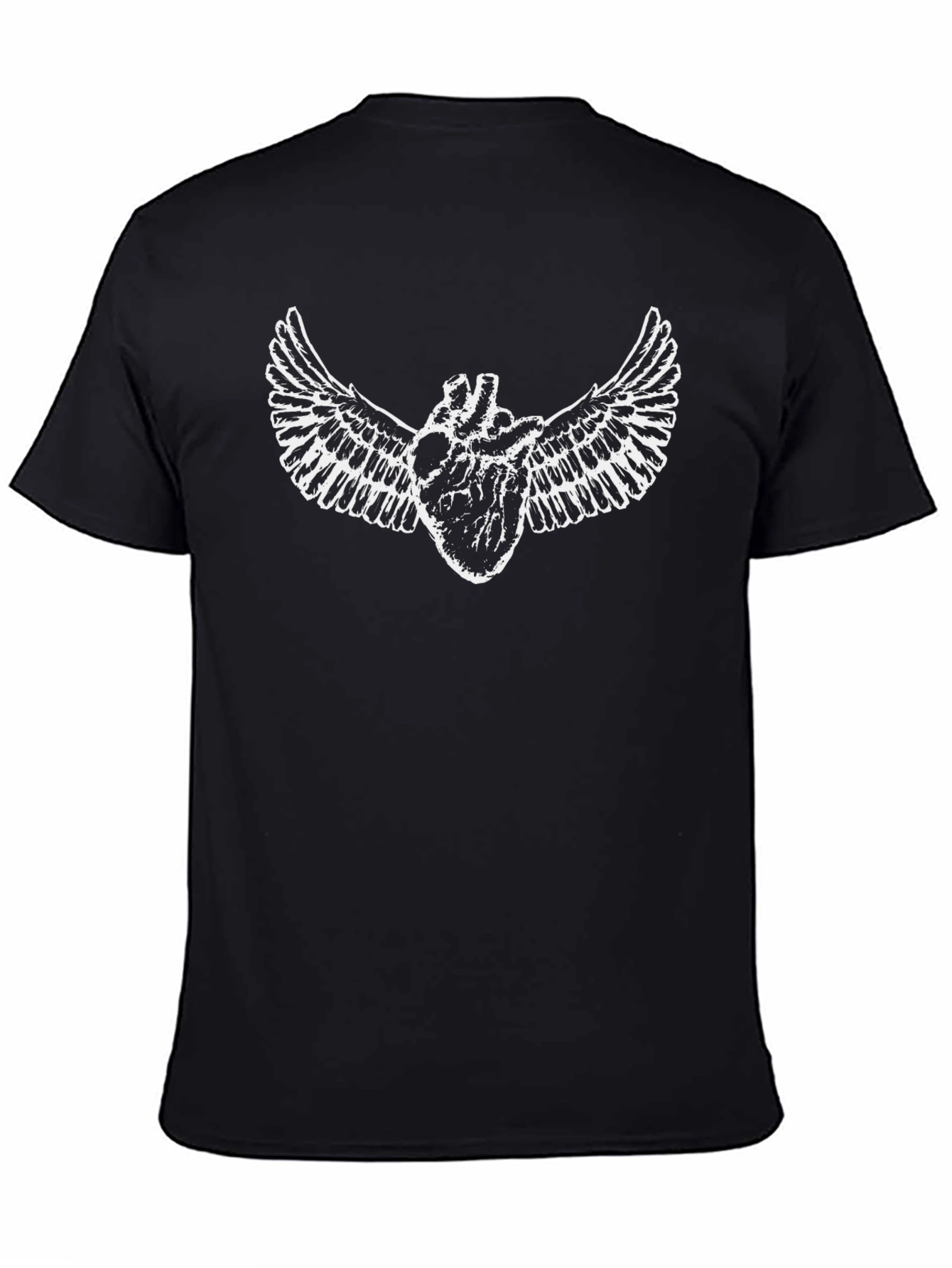 Winged Heart Graphic Black Tee - Unique Design