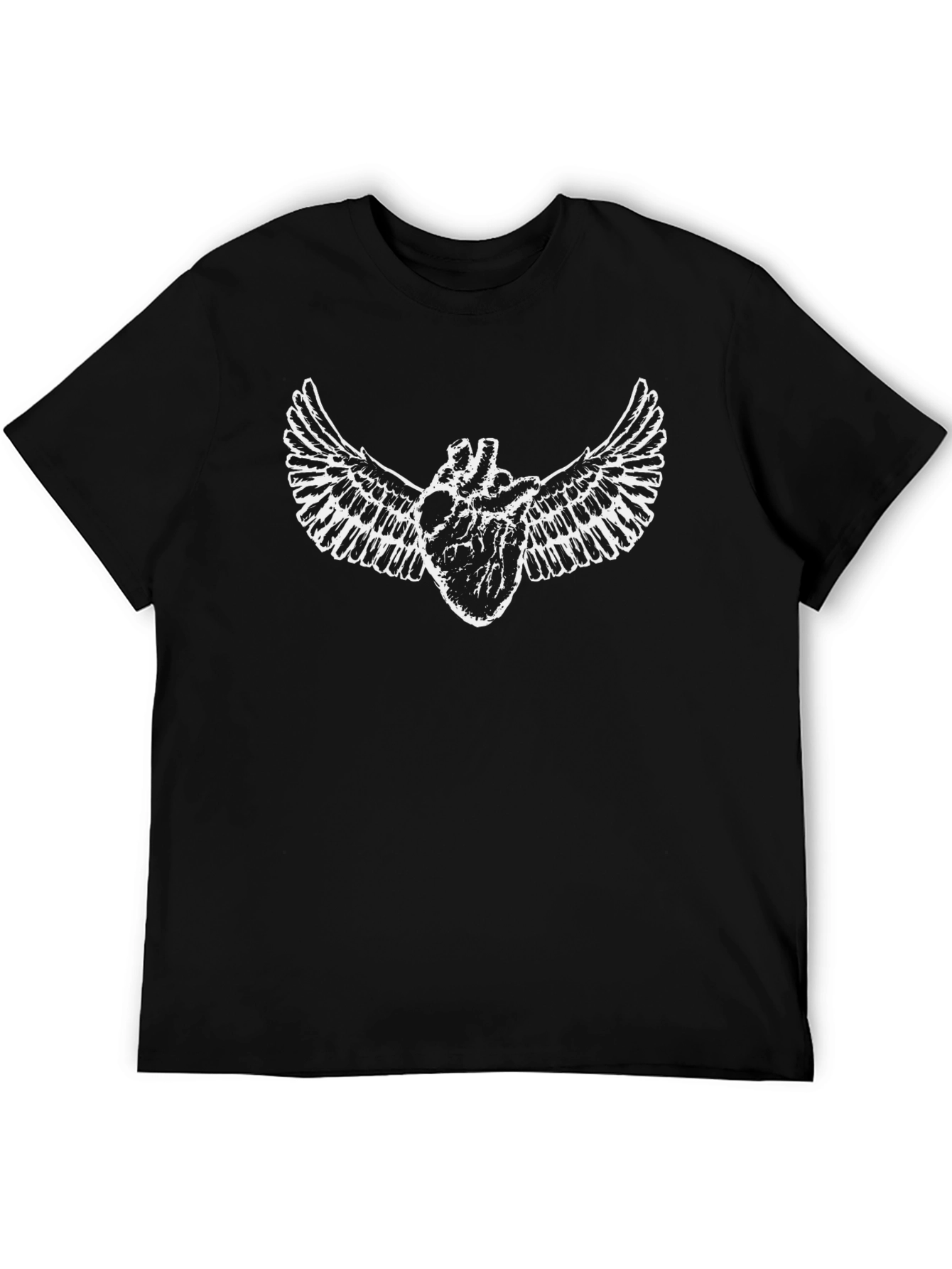 Winged Heart Graphic Black Tee - Unique Design