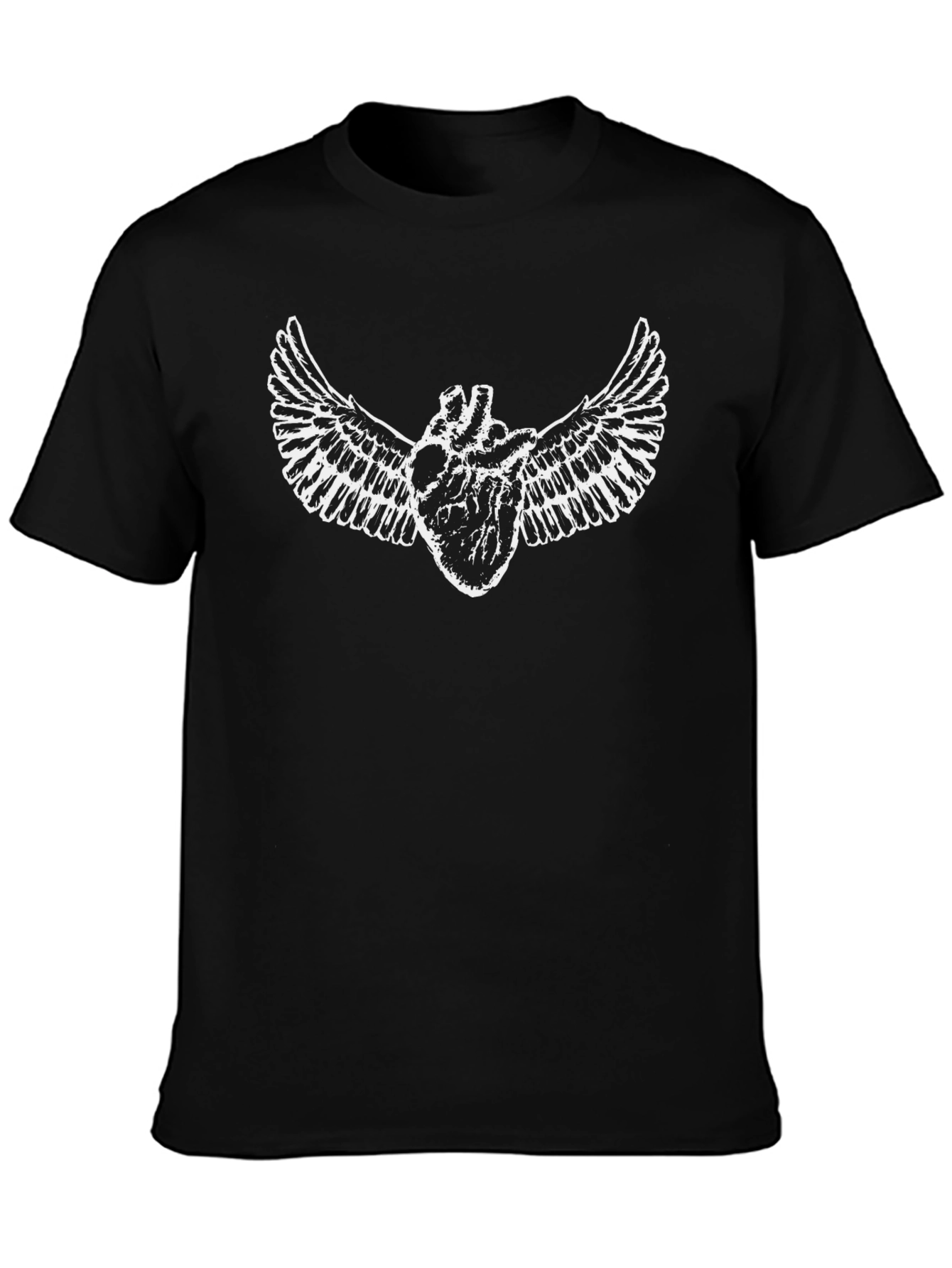 Winged Heart Graphic Black Tee - Unique Design