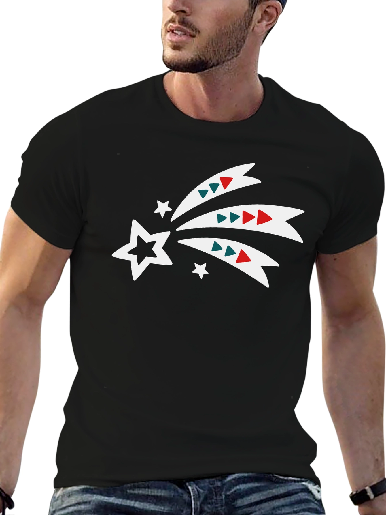 Festive Shooting Star Black Tee