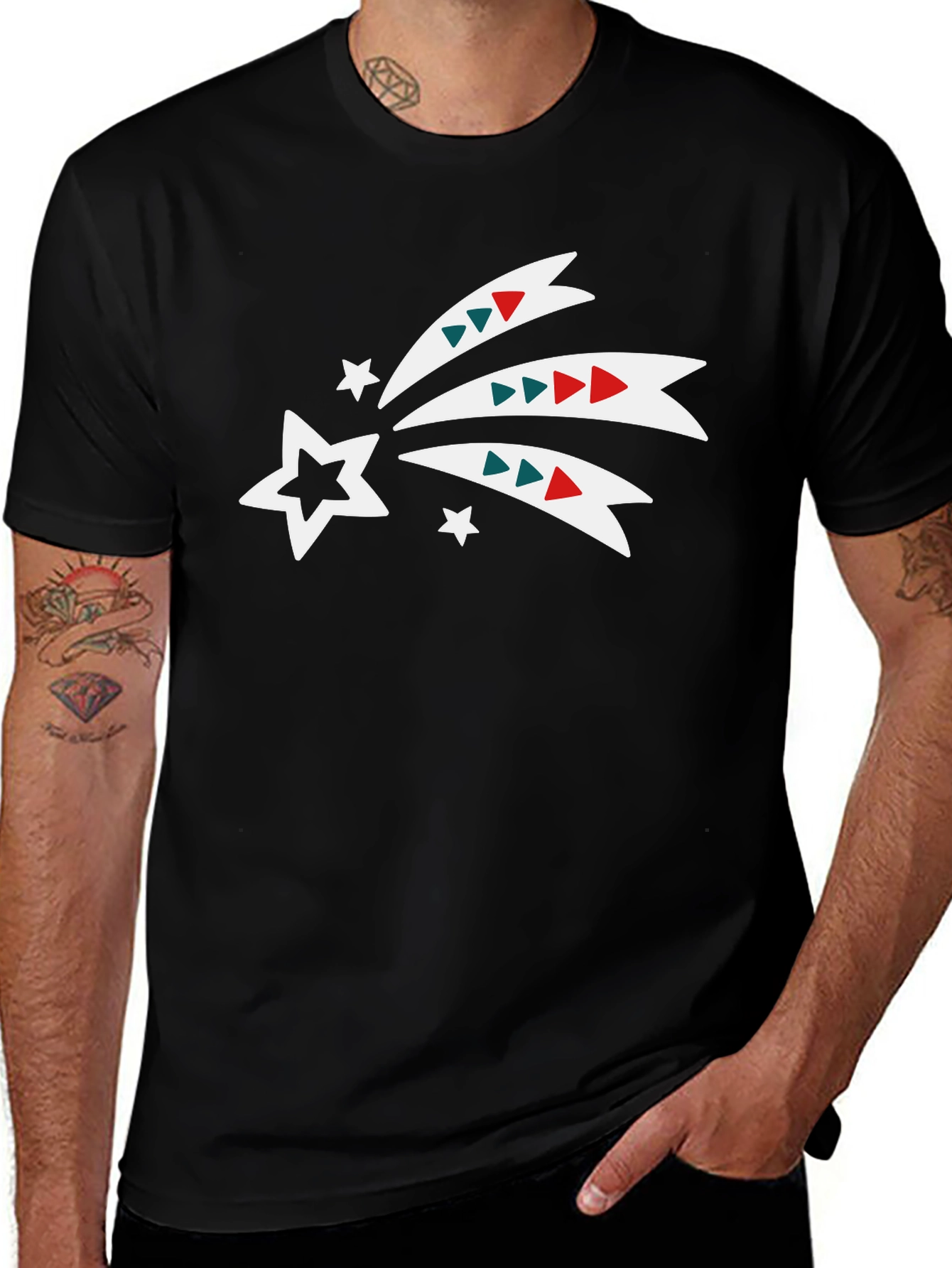 Festive Shooting Star Black Tee