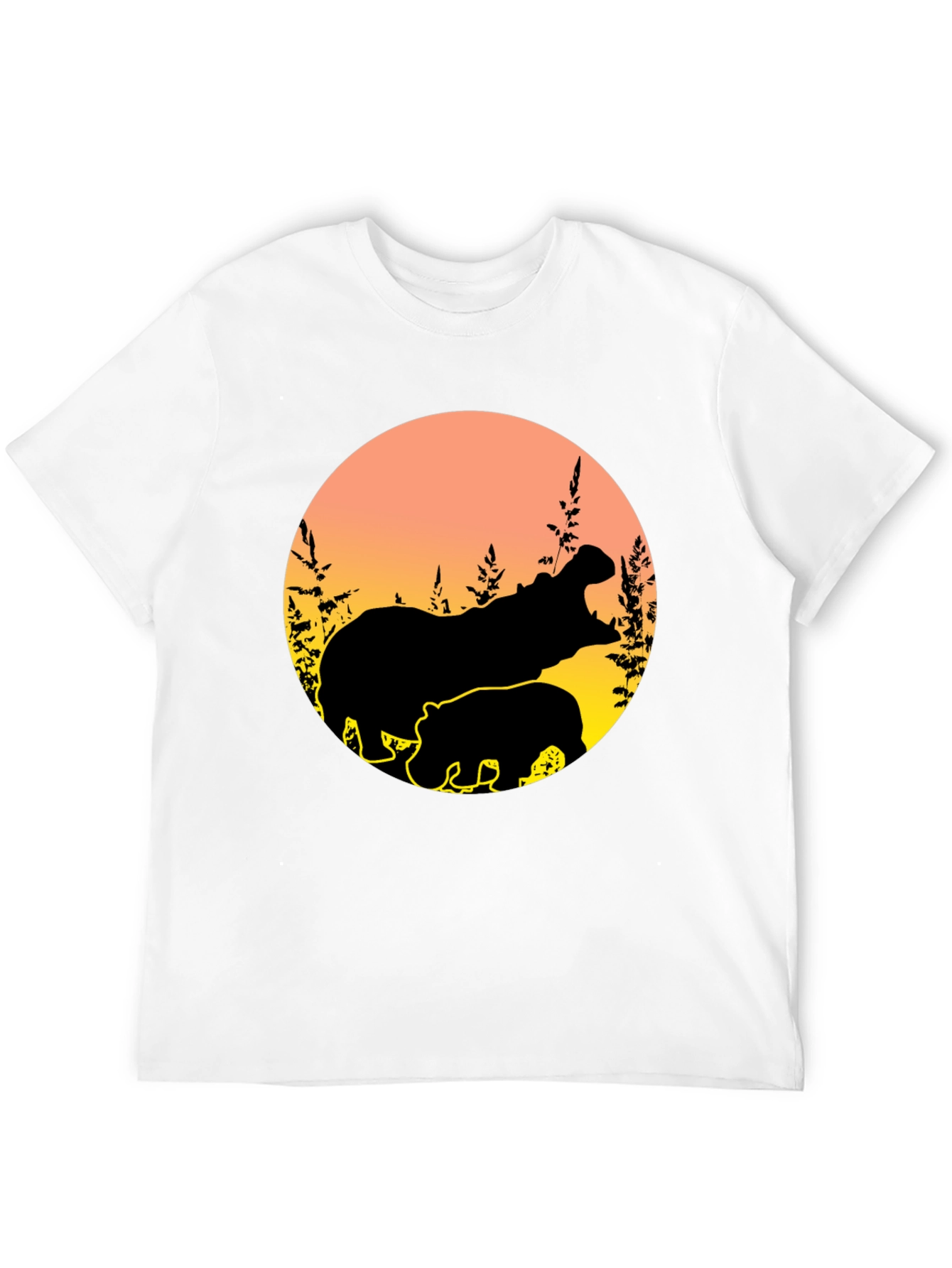 Hippo Silhouette Sunset Graphic Tee