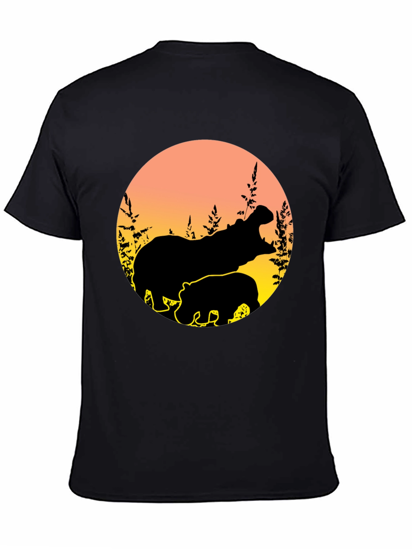 Hippo Silhouette Sunset Graphic Tee