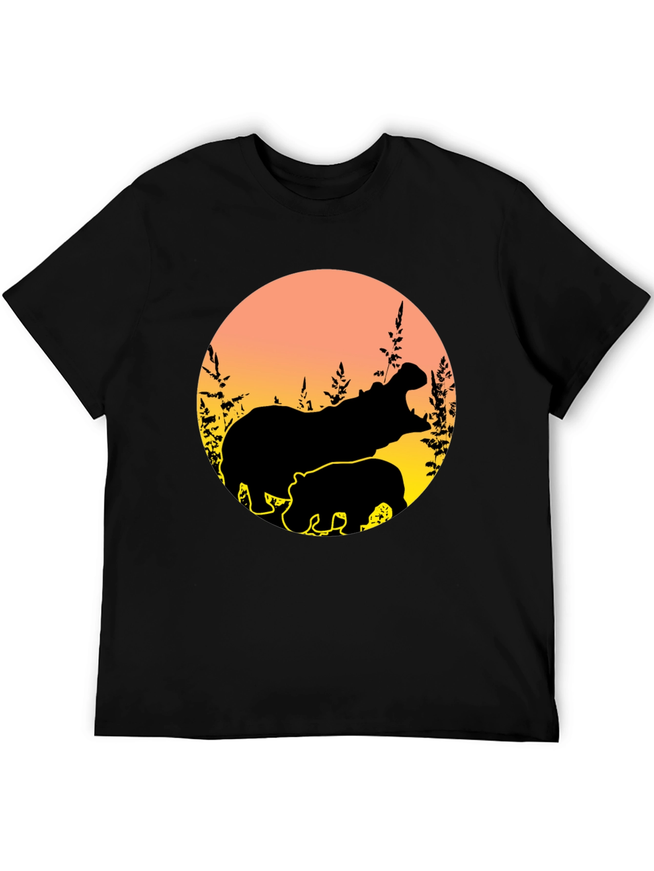 Hippo Silhouette Sunset Graphic Tee
