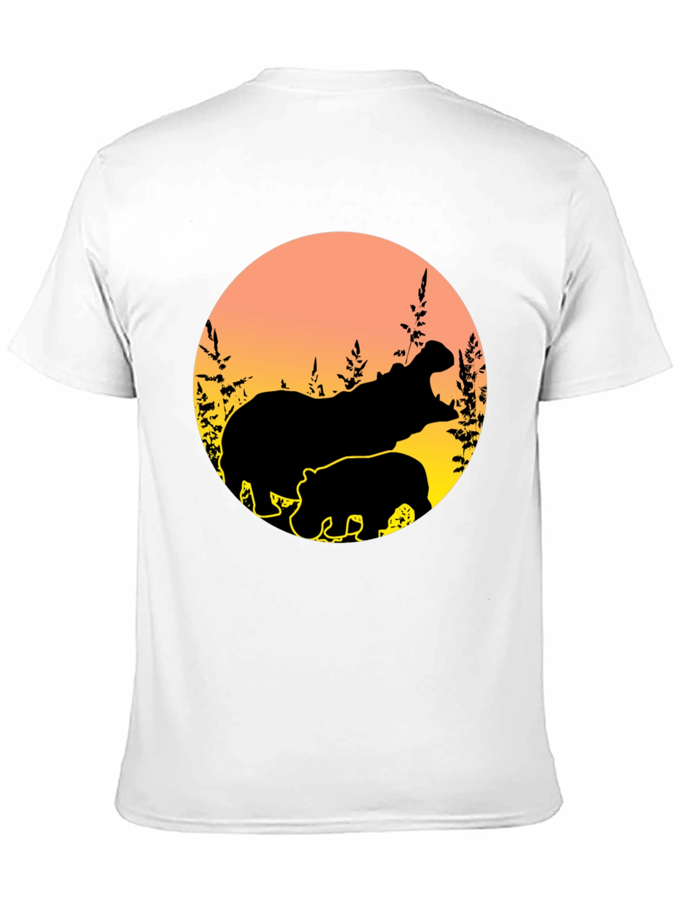 Hippo Silhouette Sunset Graphic Tee