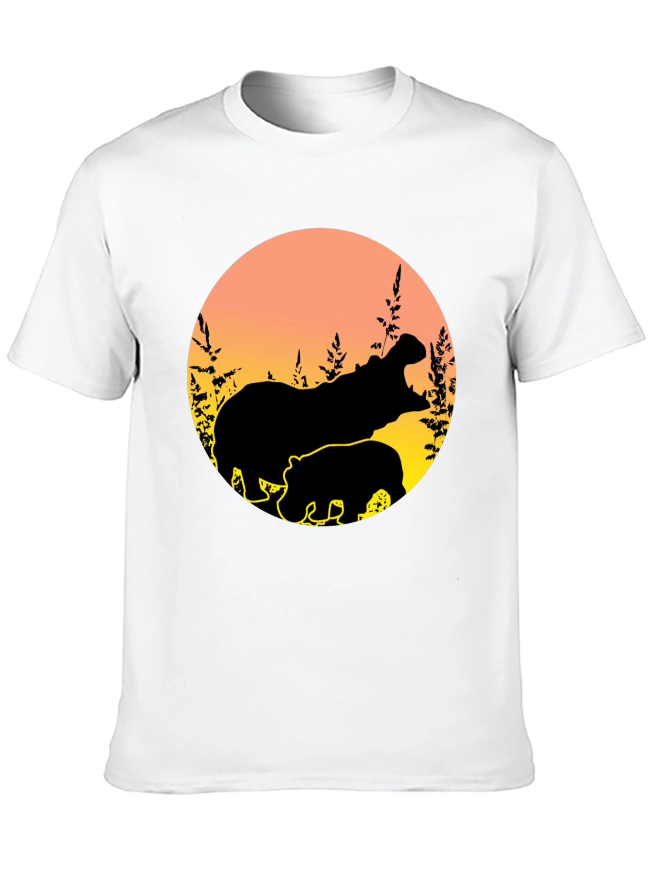 Hippo Silhouette Sunset Graphic Tee