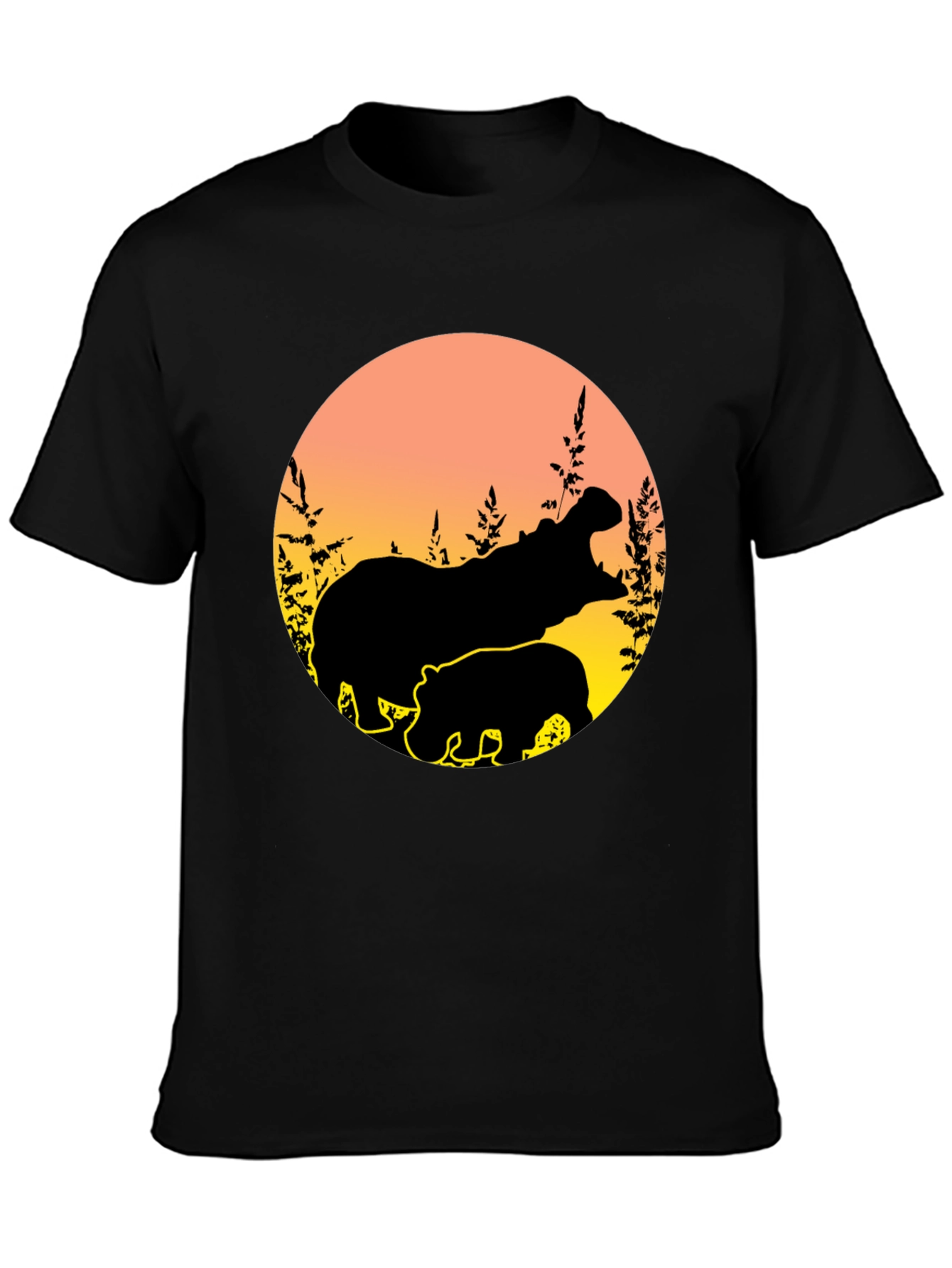 Hippo Silhouette Sunset Graphic Tee