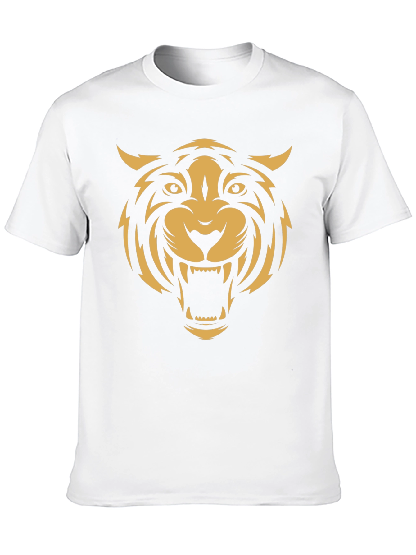 Mens Black T-Shirt with Bold Tiger Graphic