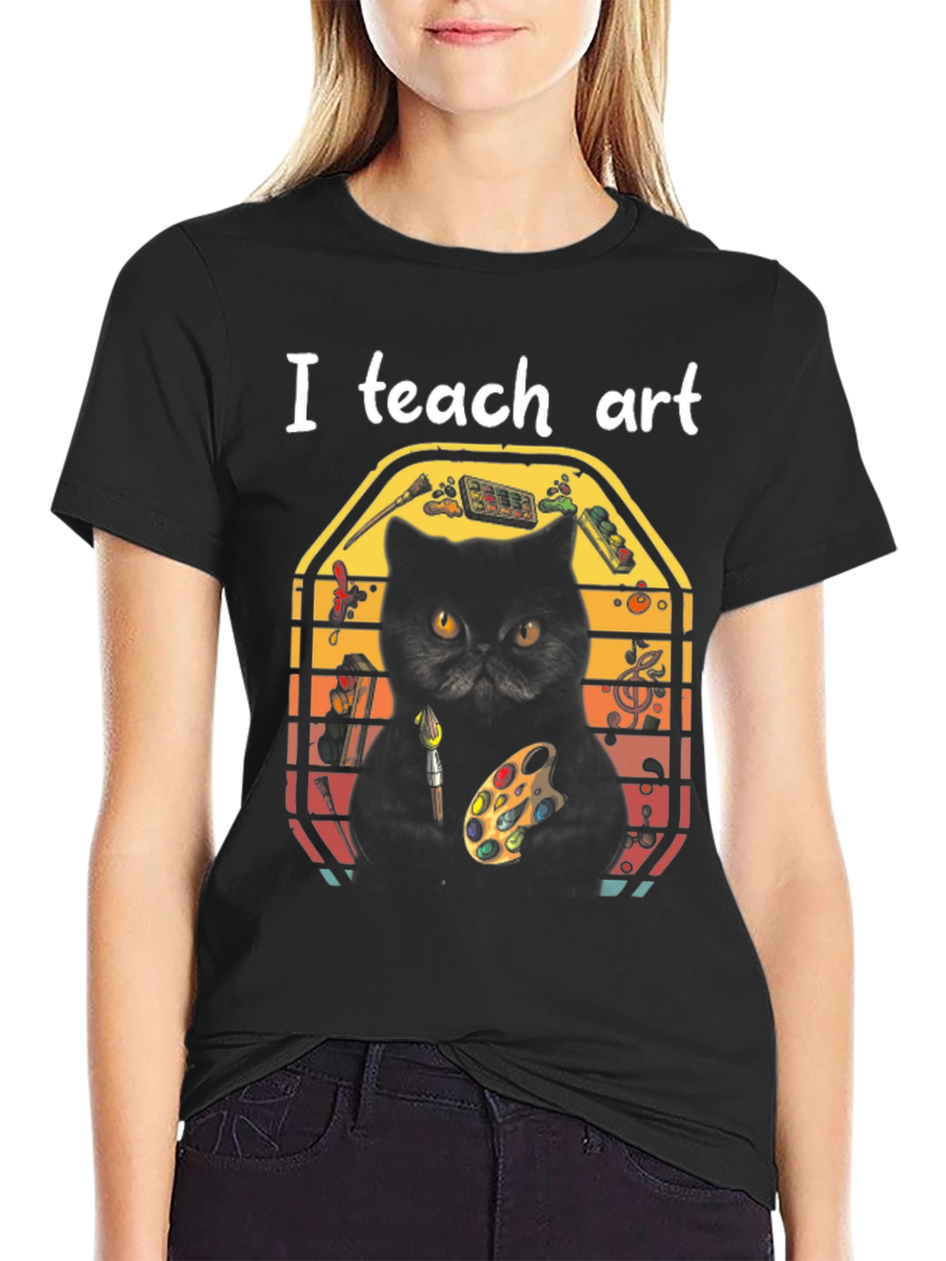 I Teach Art Cat T-Shirt