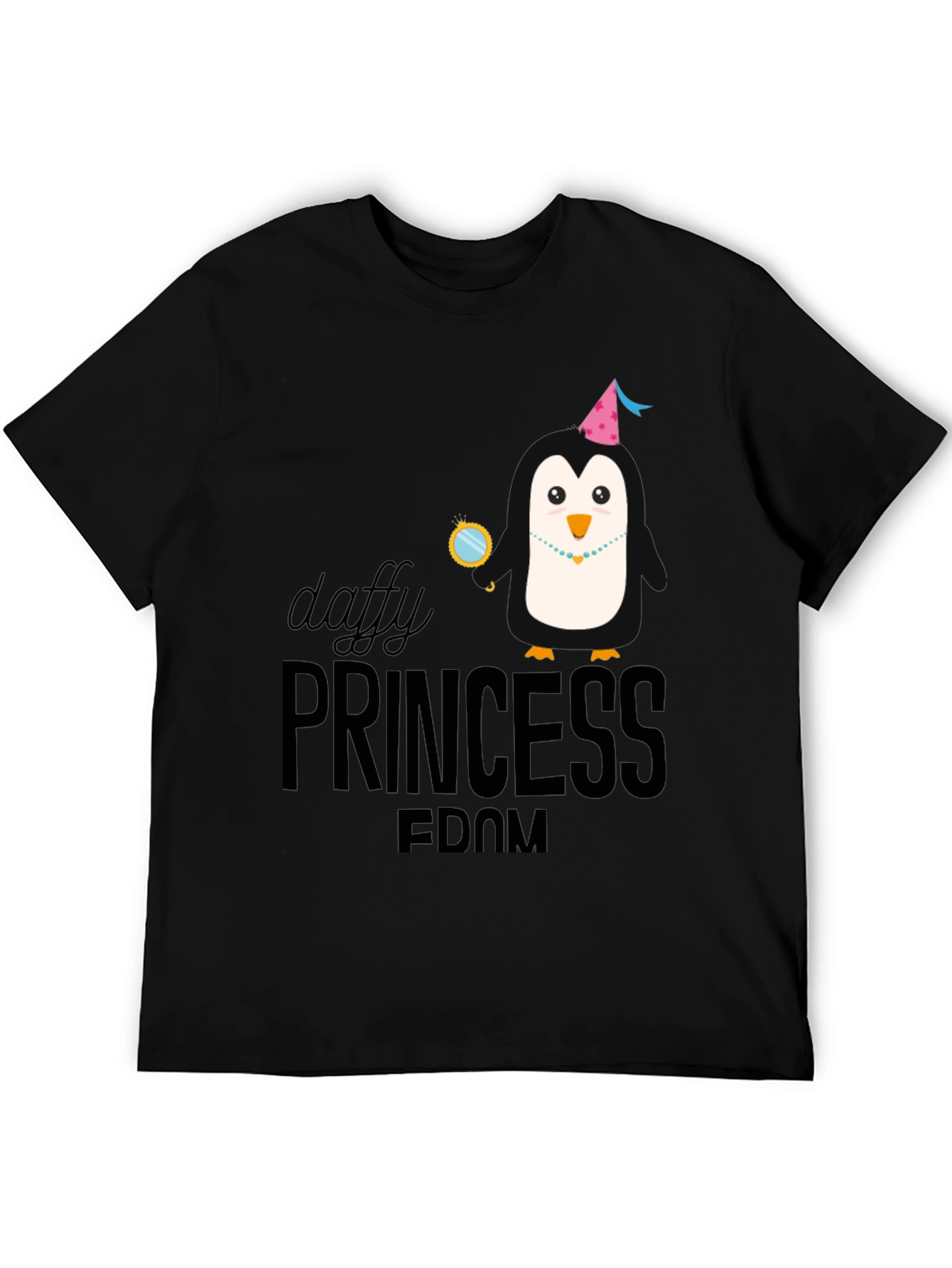 Daffy Princess Penguin T-Shirt - Black Cotton Tee