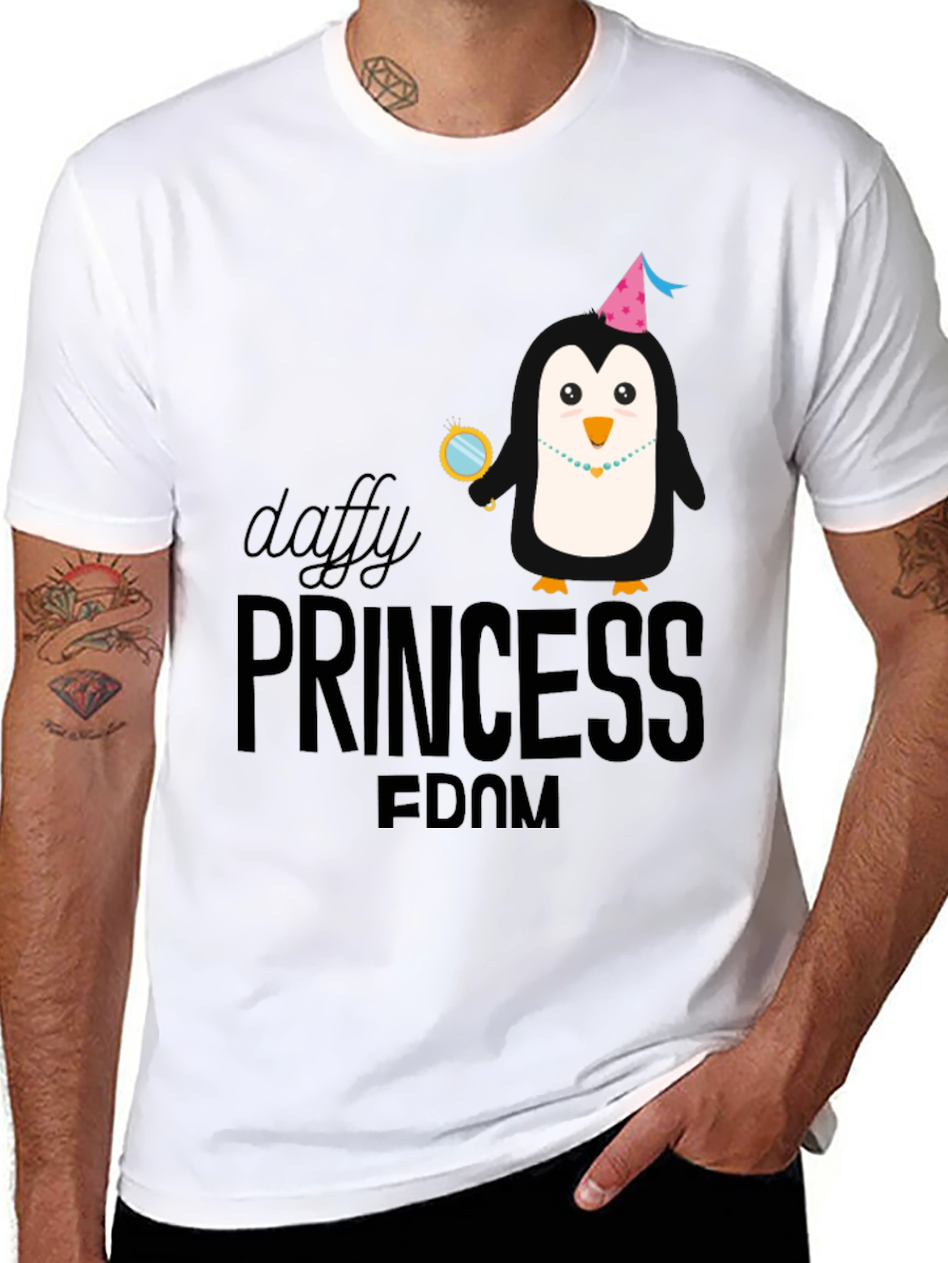 Daffy Princess Penguin T-Shirt - Black Cotton Tee