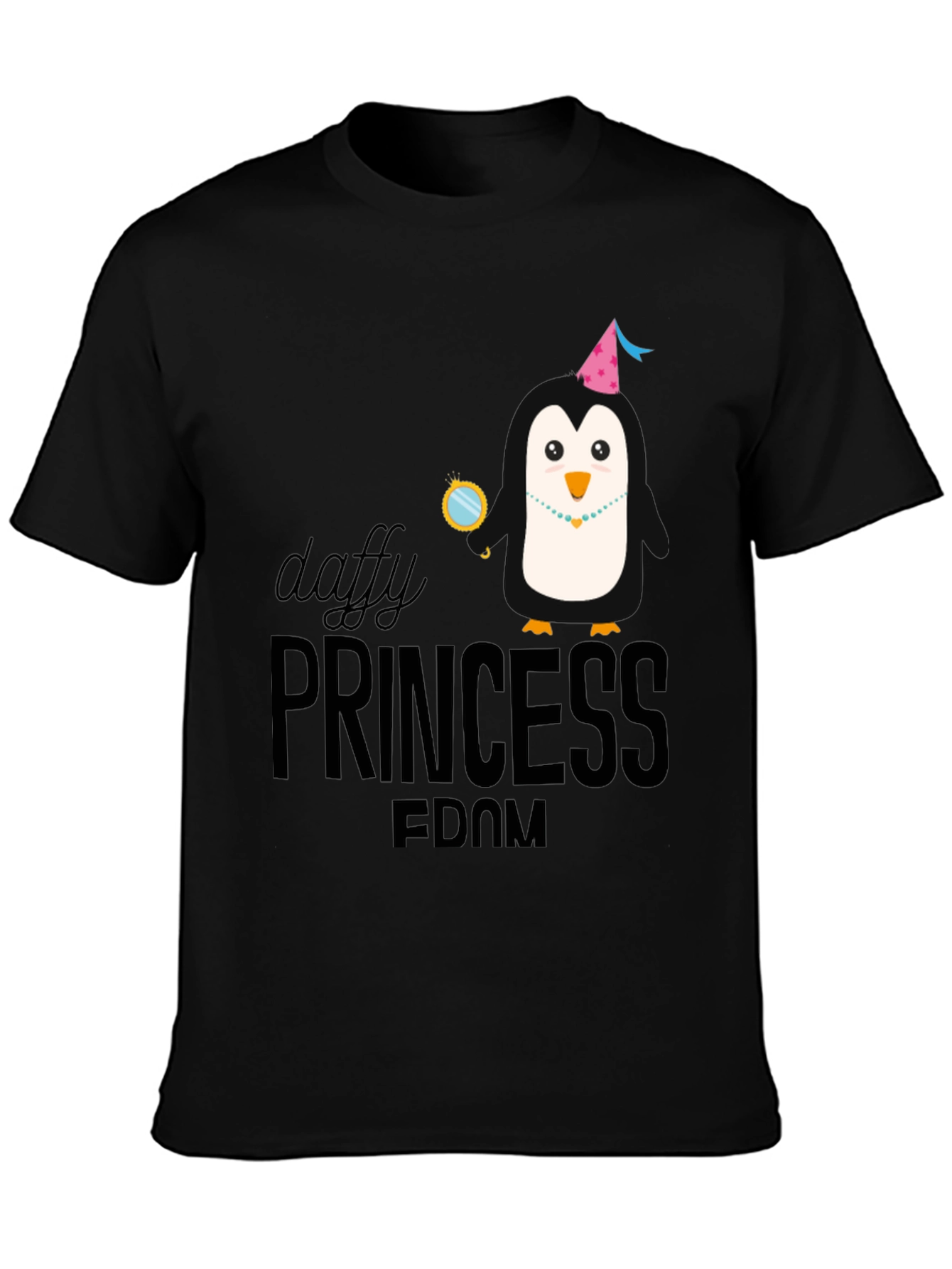 Daffy Princess Penguin T-Shirt - Black Cotton Tee