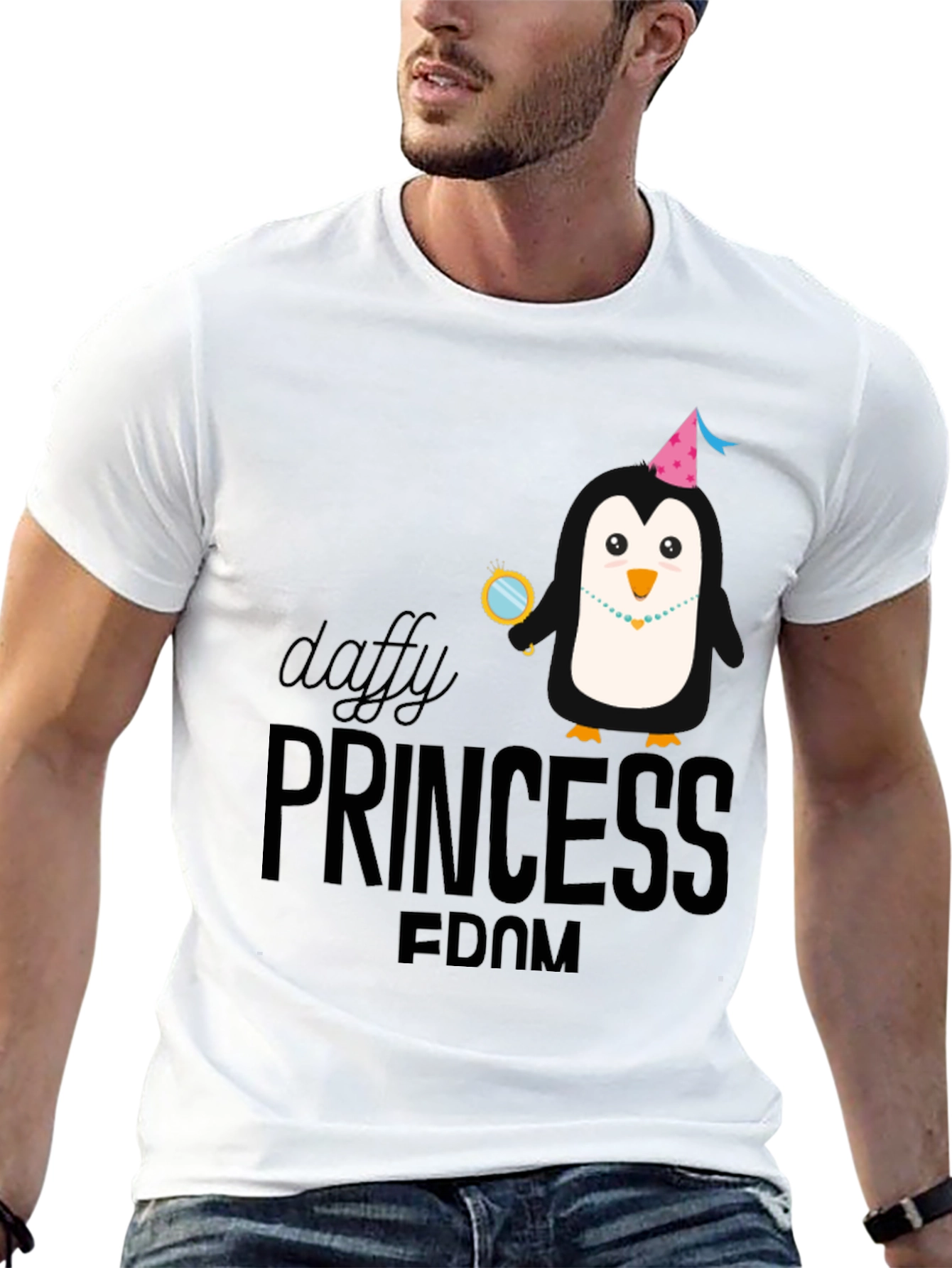 Daffy Princess Penguin T-Shirt - Black Cotton Tee
