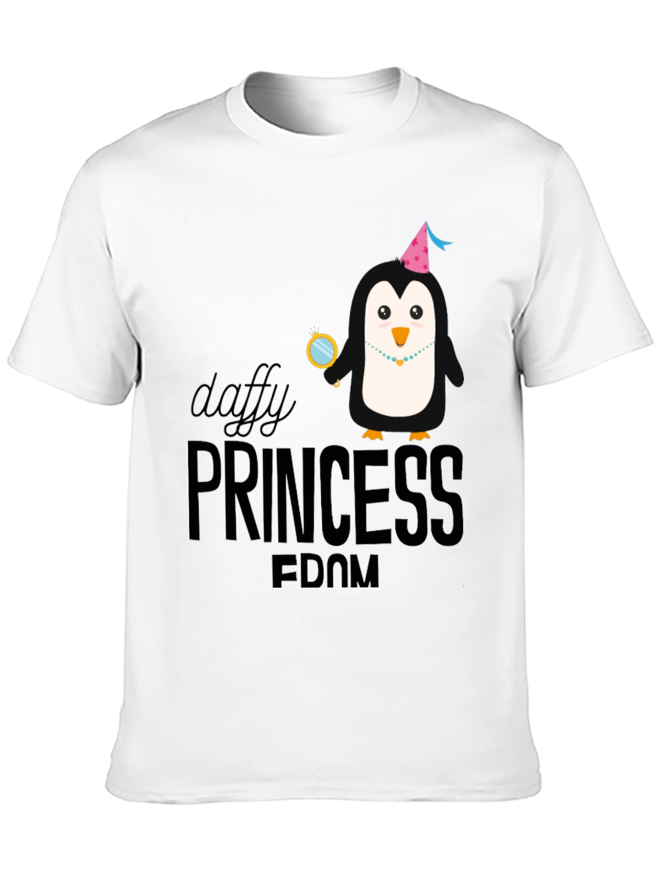 Daffy Princess Penguin T-Shirt - Black Cotton Tee