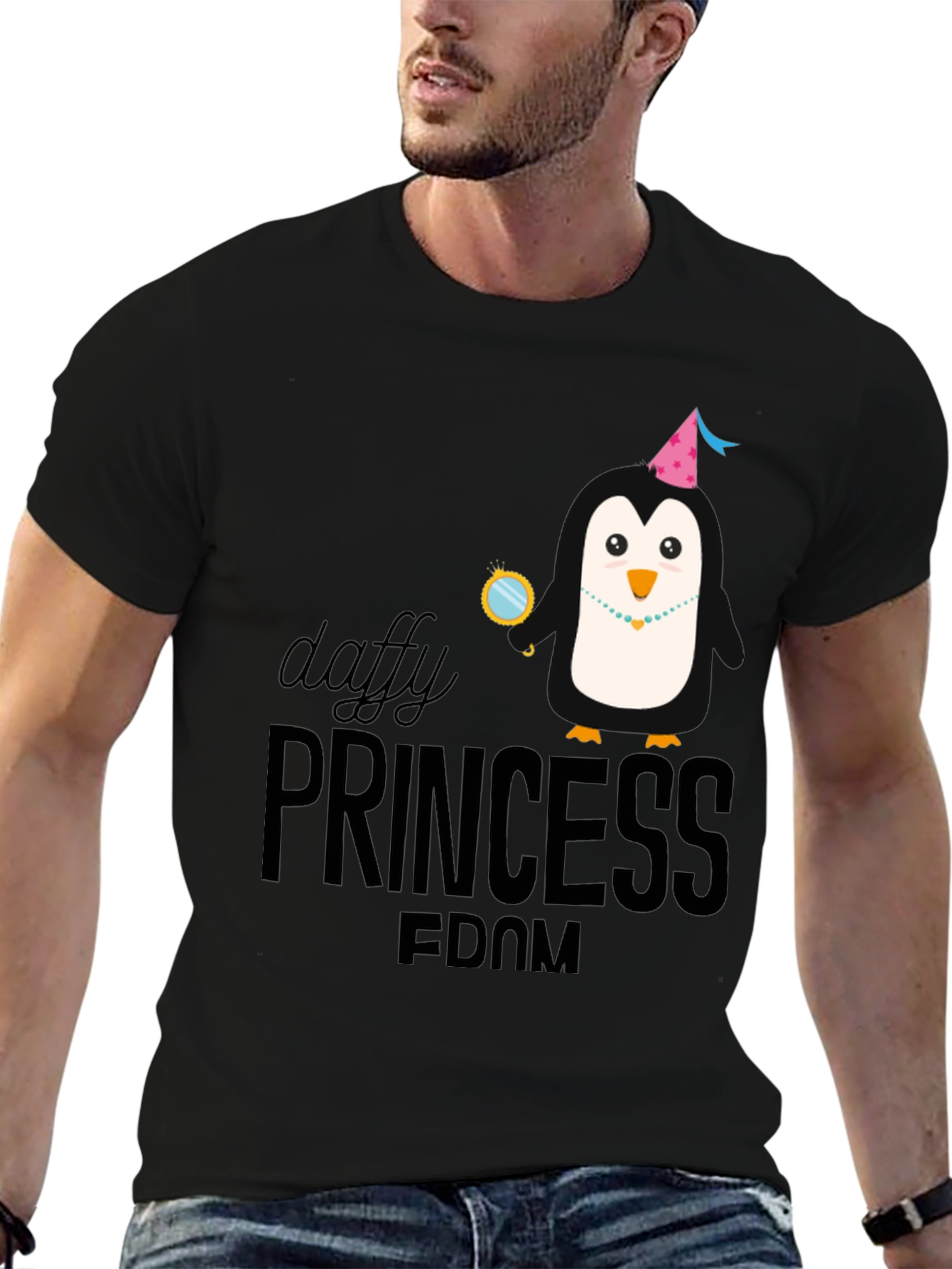 Daffy Princess Penguin T-Shirt - Black Cotton Tee