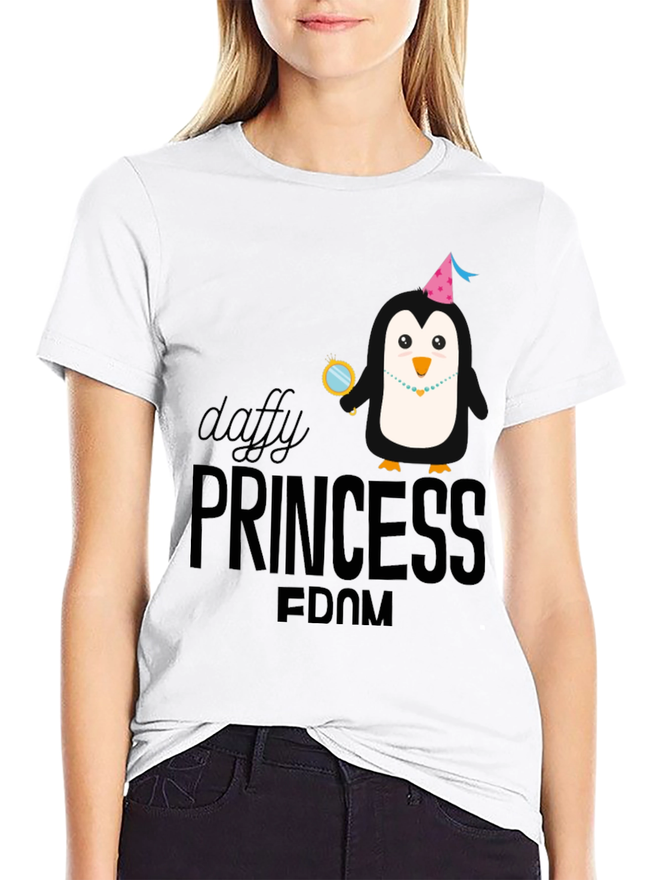 Daffy Princess Penguin T-Shirt - Black Cotton Tee