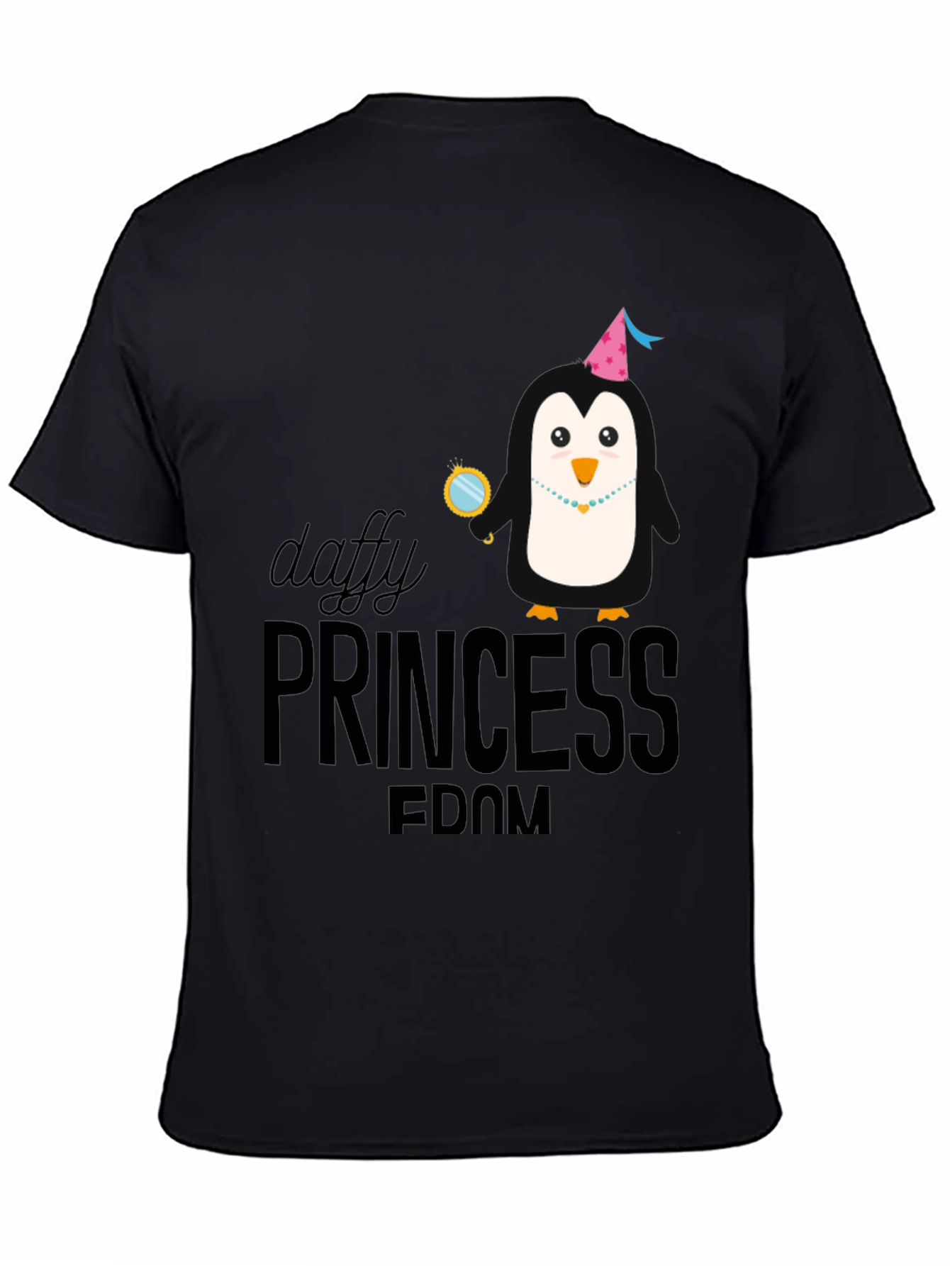 Daffy Princess Penguin T-Shirt - Black Cotton Tee
