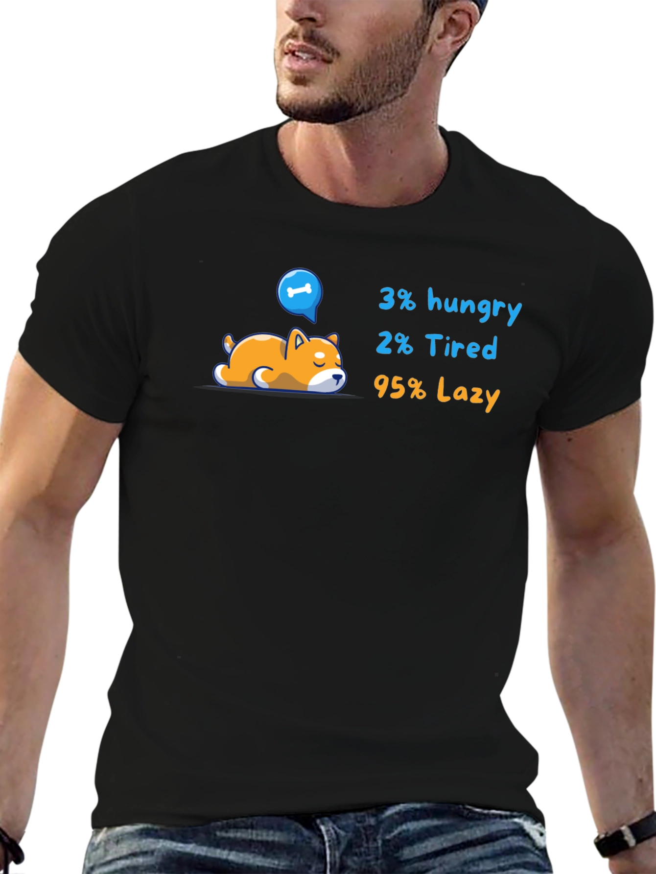 Lazy Dog Graphic T-Shirt - Funny Cartoon Tee