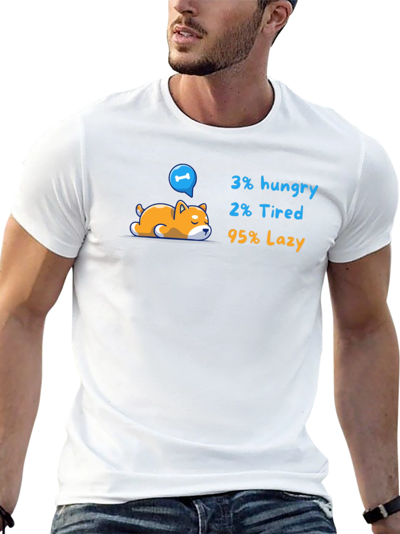 Lazy Dog Graphic T-Shirt - Funny Cartoon Tee