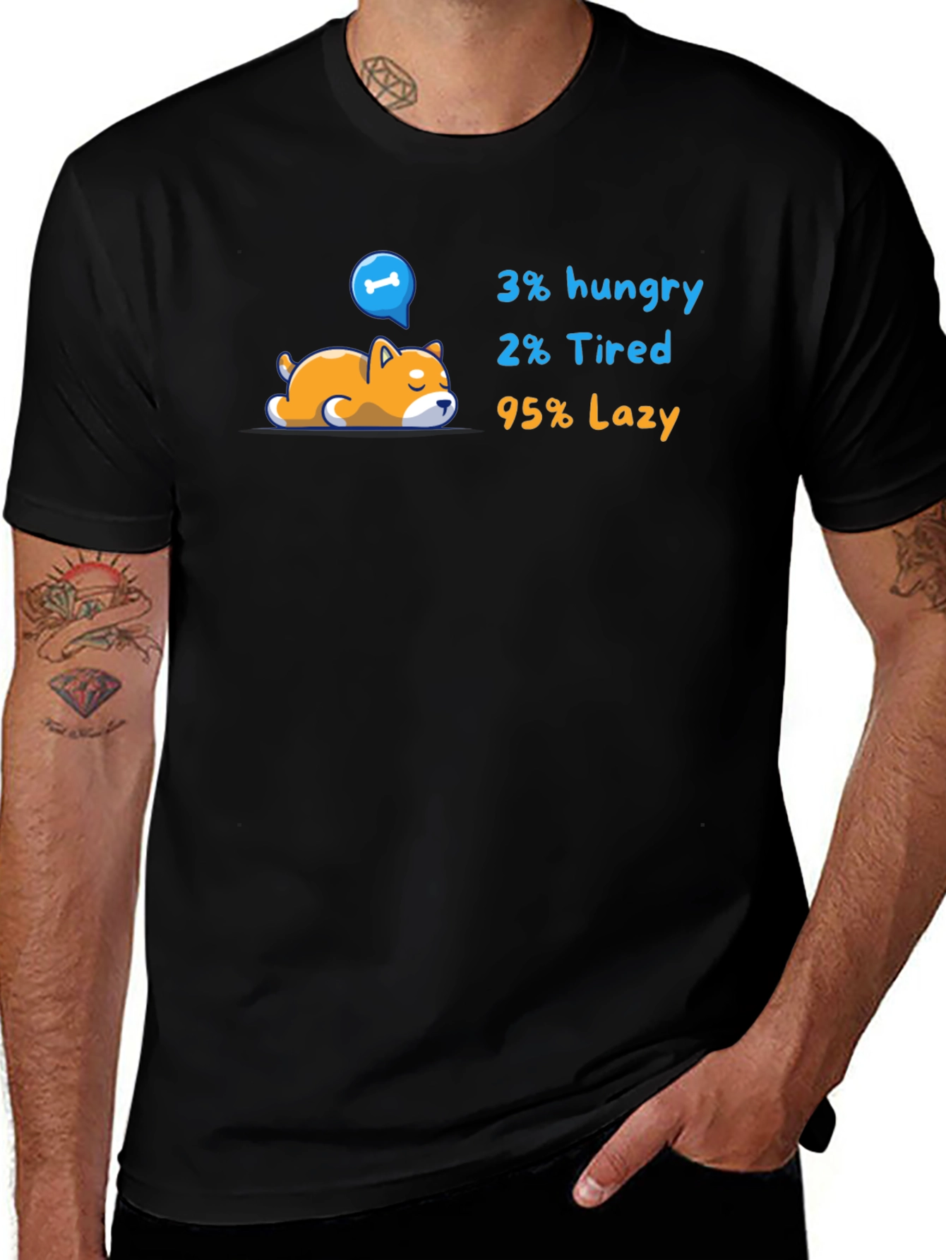 Lazy Dog Graphic T-Shirt - Funny Cartoon Tee