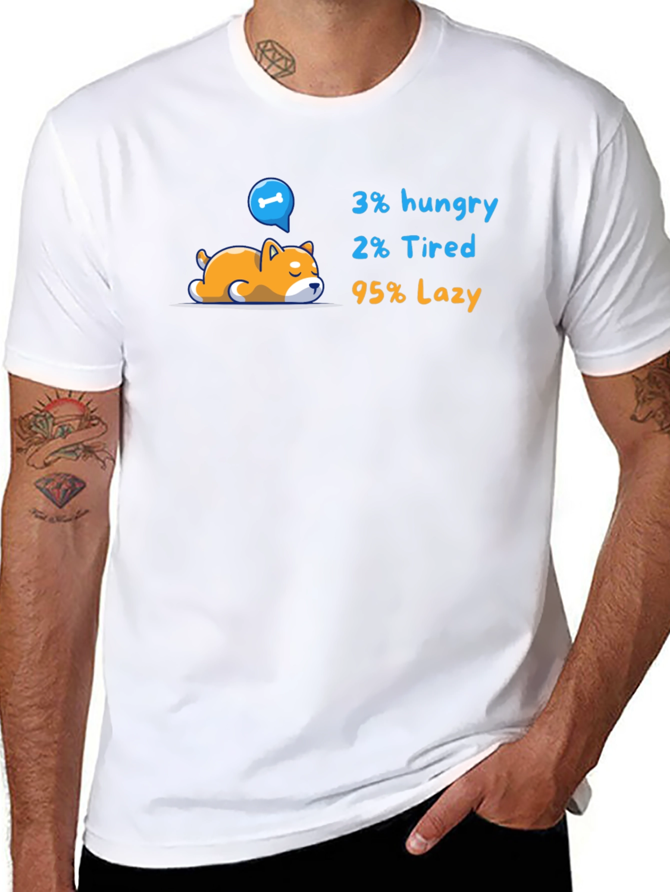 Lazy Dog Graphic T-Shirt - Funny Cartoon Tee