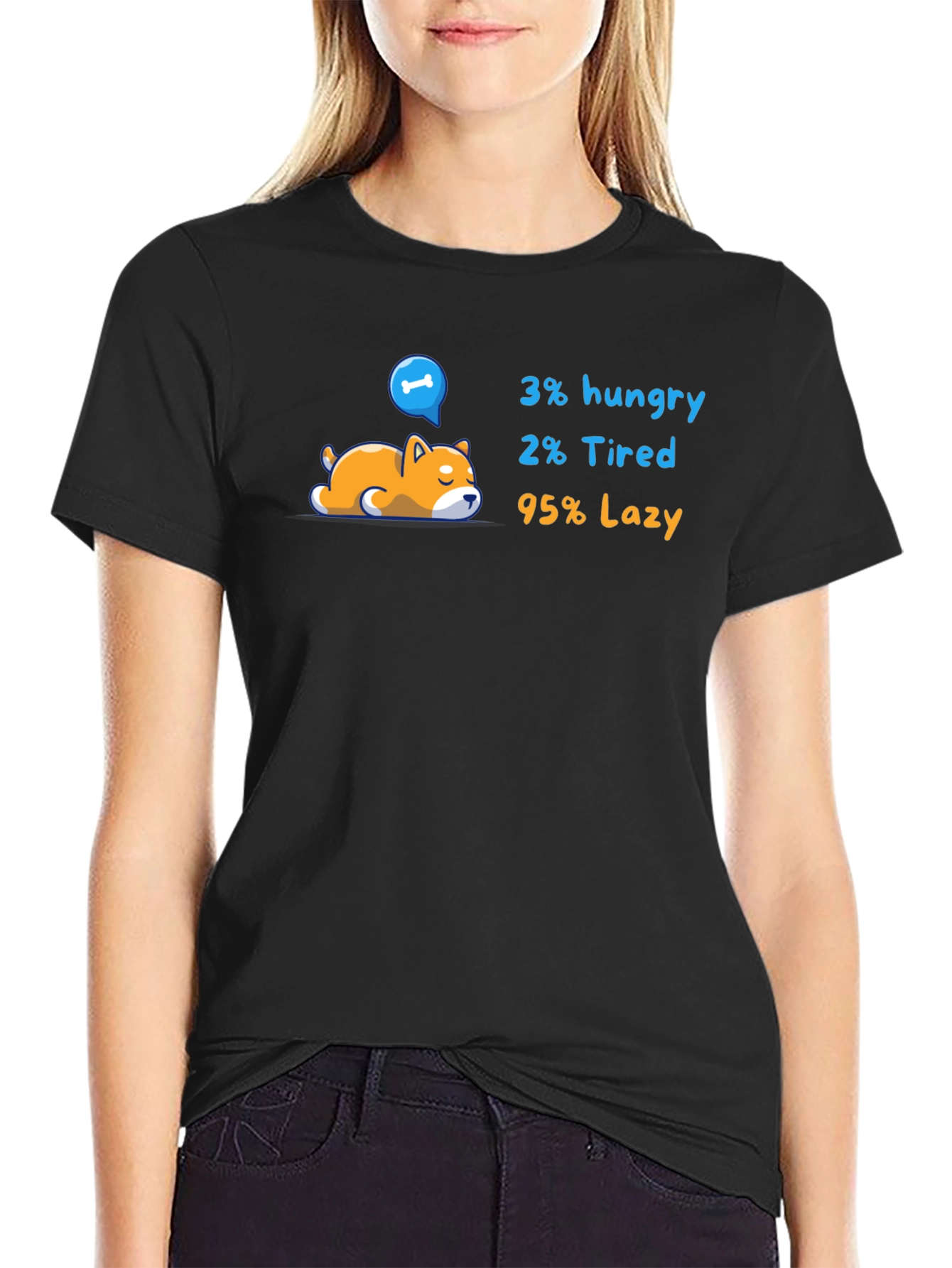 Lazy Dog Graphic T-Shirt - Funny Cartoon Tee