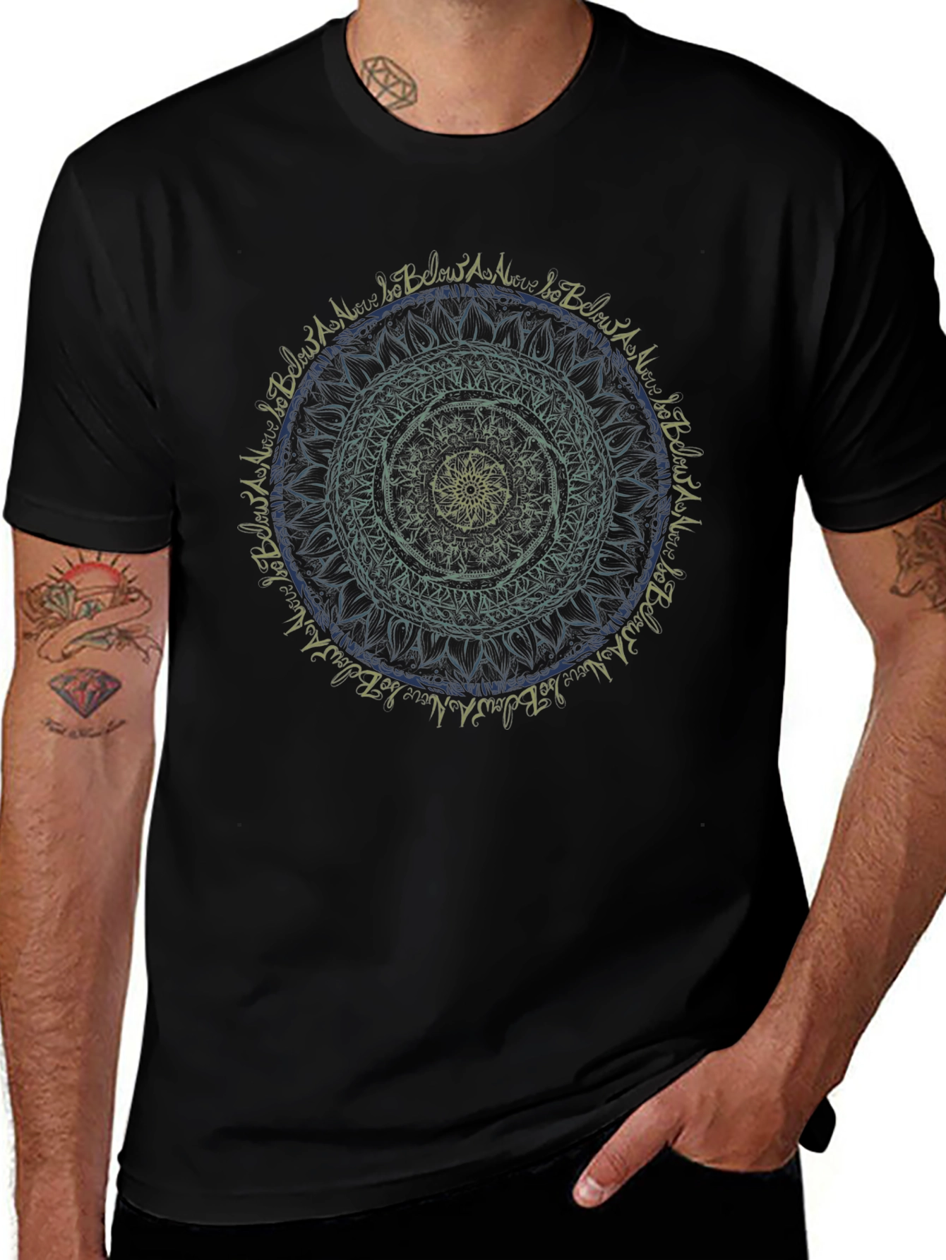Mandala Graphic Print Black T-Shirt