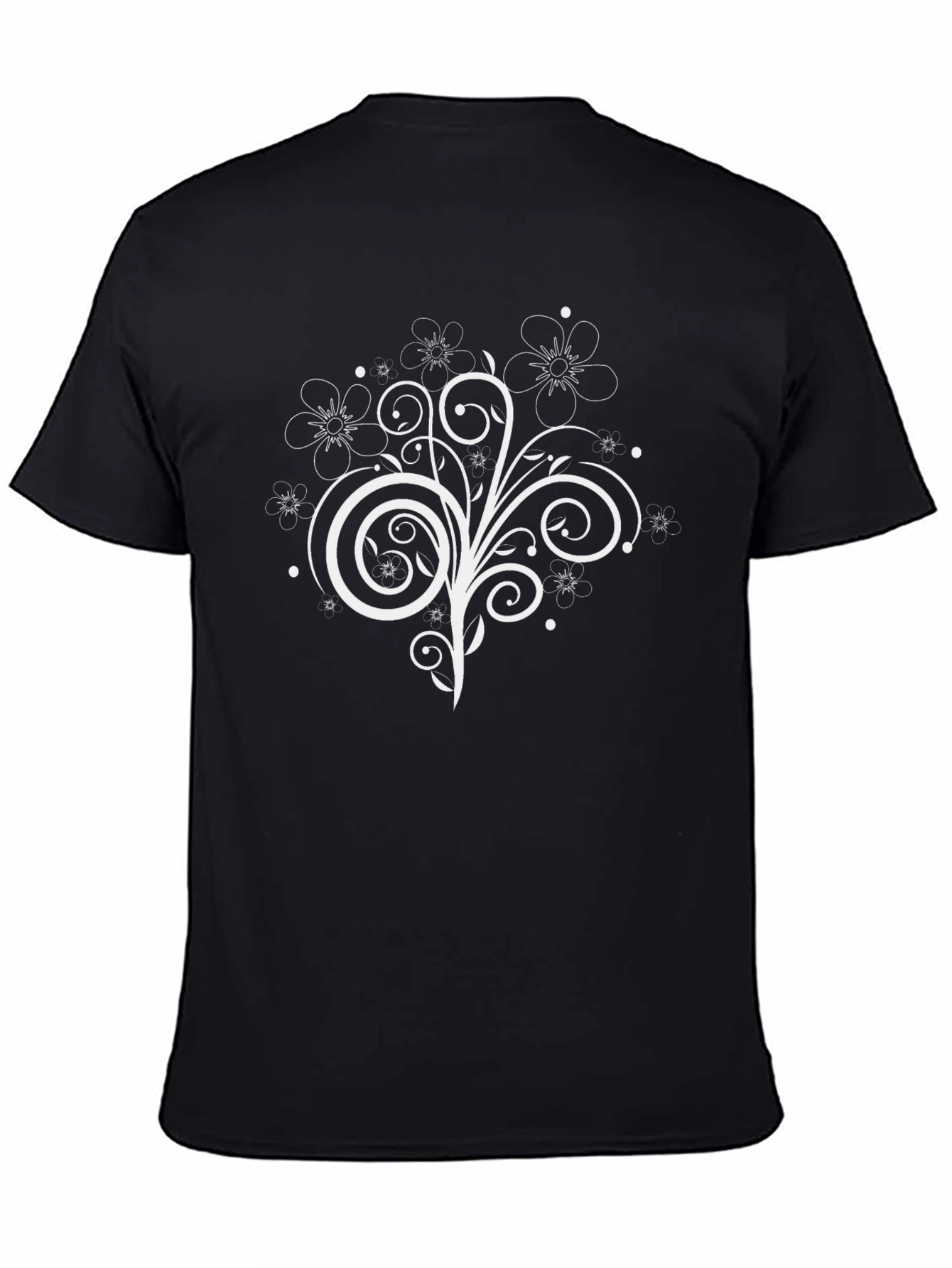 Floral Swirl Graphic Tee - Black Casual Shirt