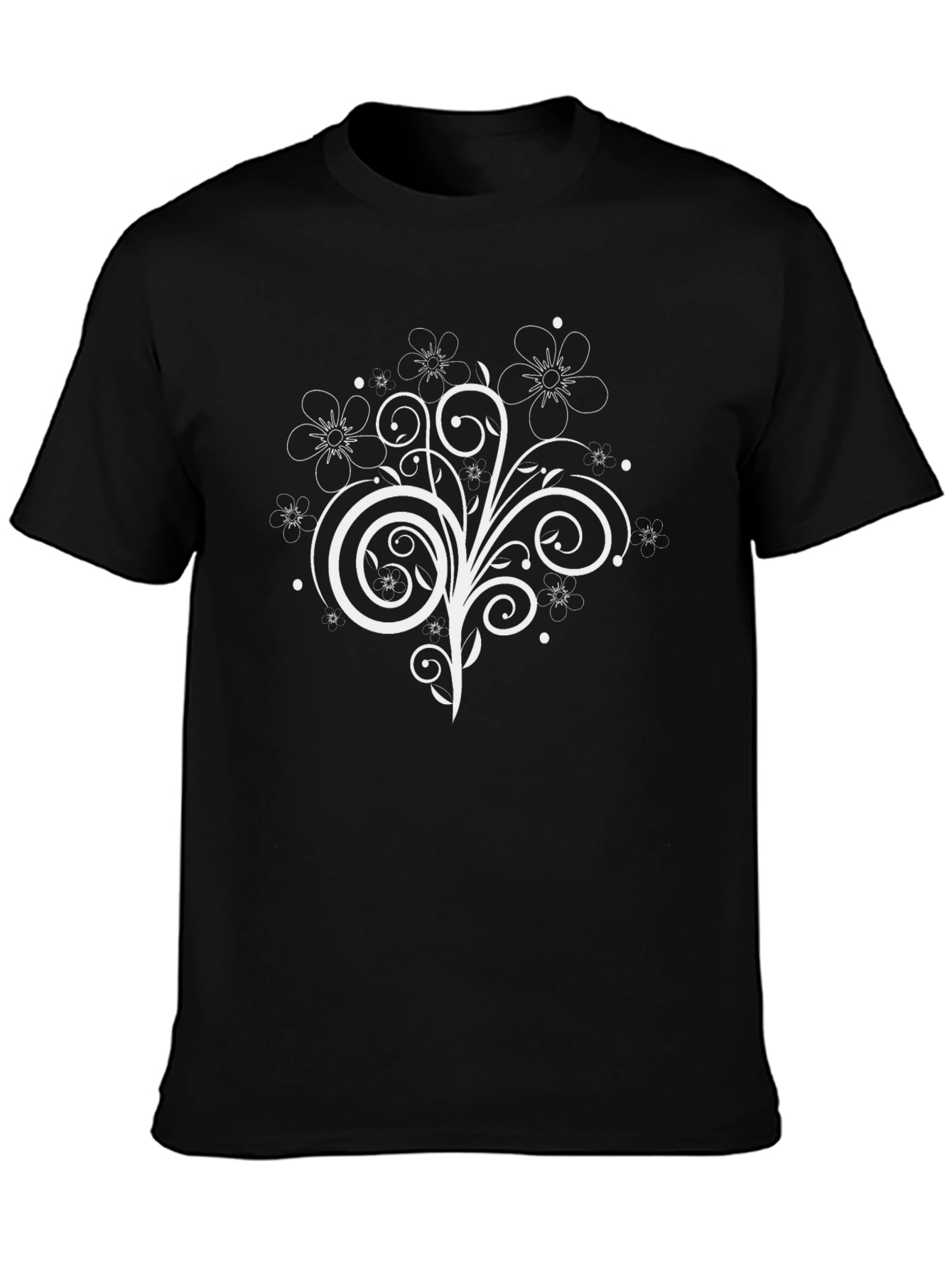 Floral Swirl Graphic Tee - Black Casual Shirt