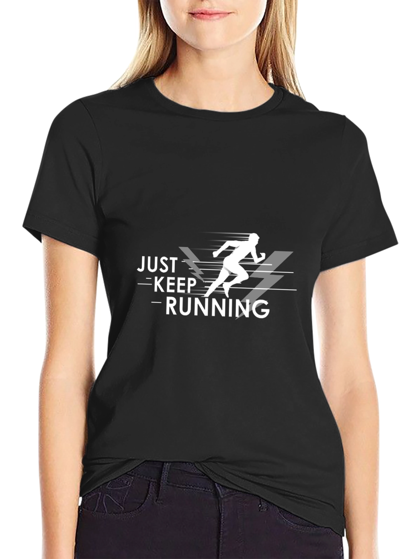 Just Keep Running Black Graphic Tee
