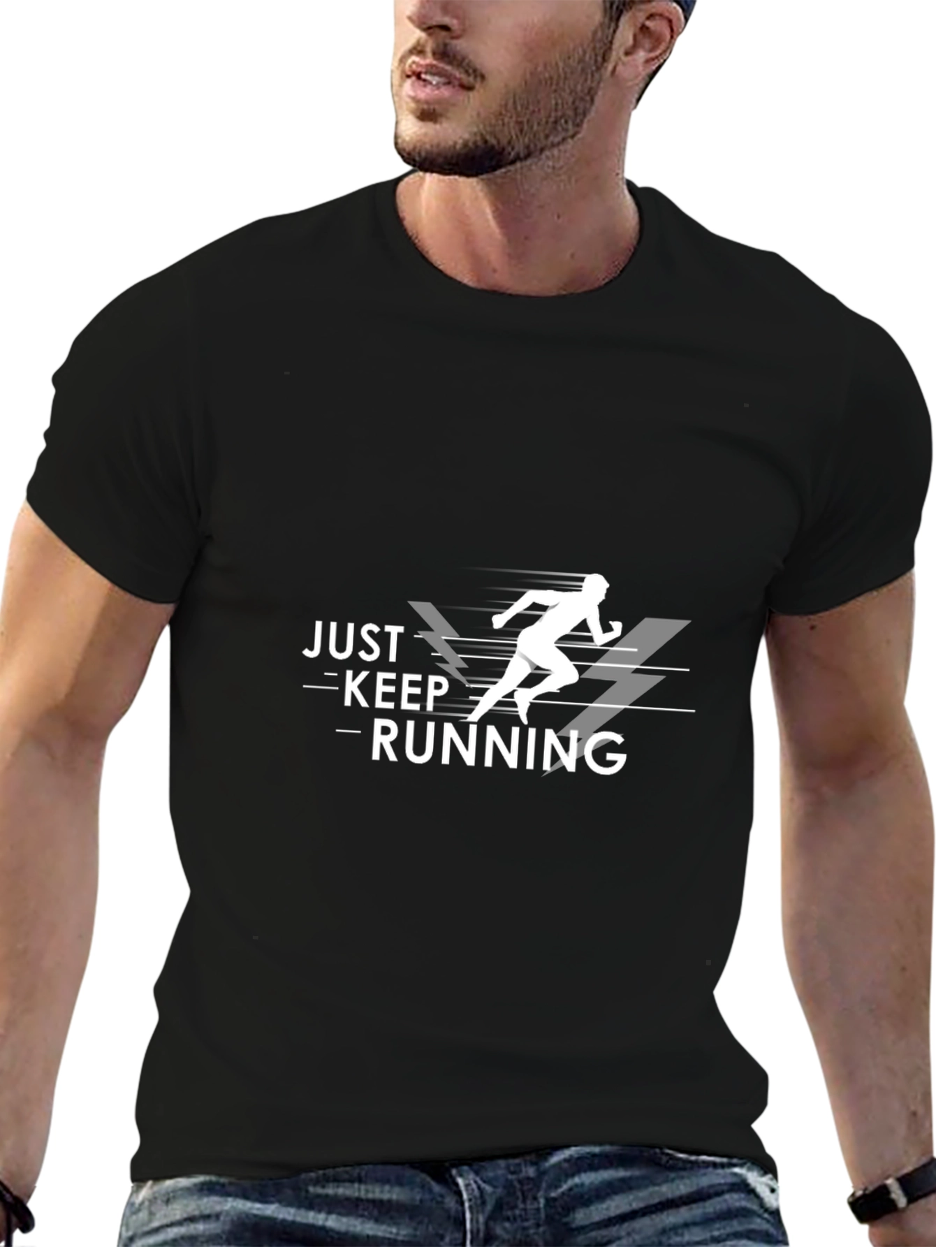 Just Keep Running Black Graphic Tee
