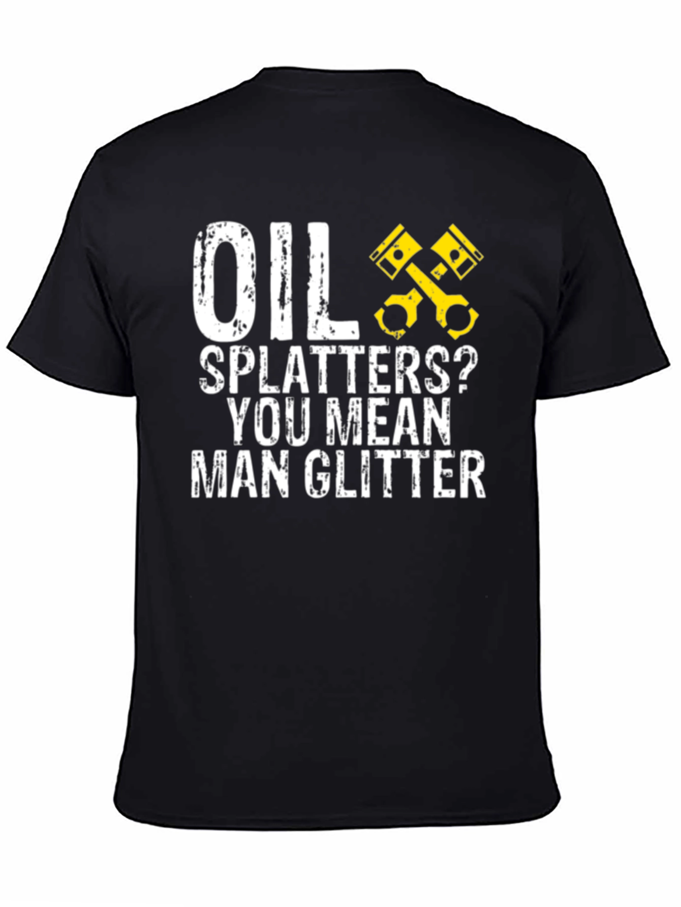 Oil Splatters? Man Glitter Black Graphic T-Shirt
