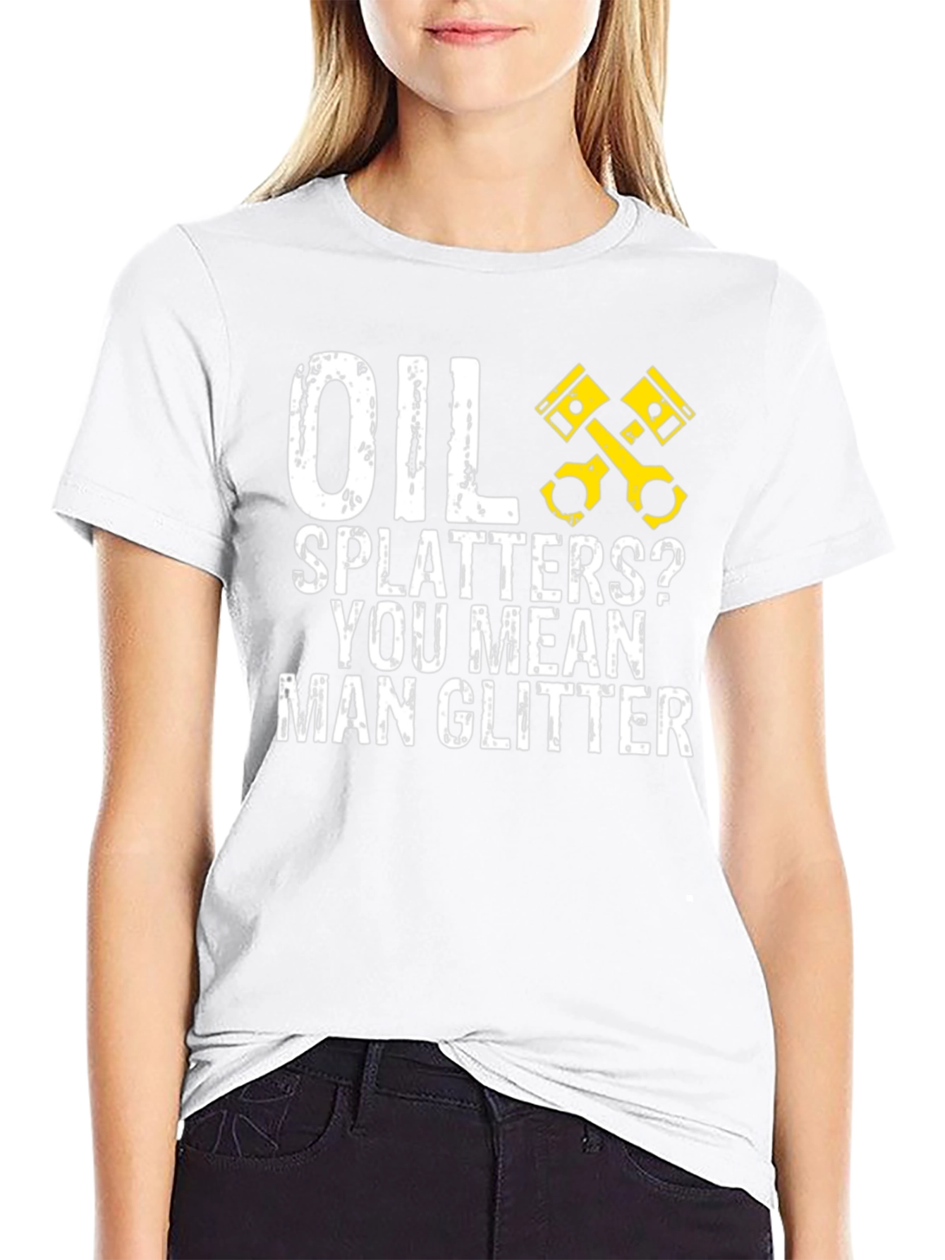 Oil Splatters? Man Glitter Black Graphic T-Shirt