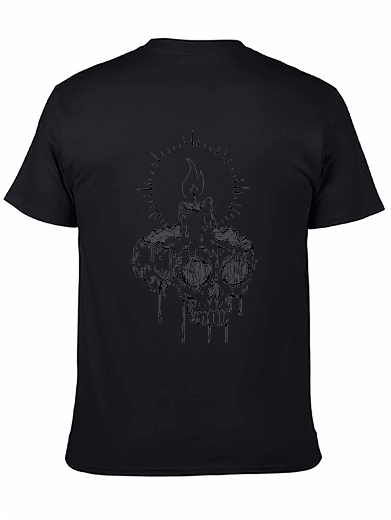 Skull Candle Graphic Tee - Black Cotton T-Shirt