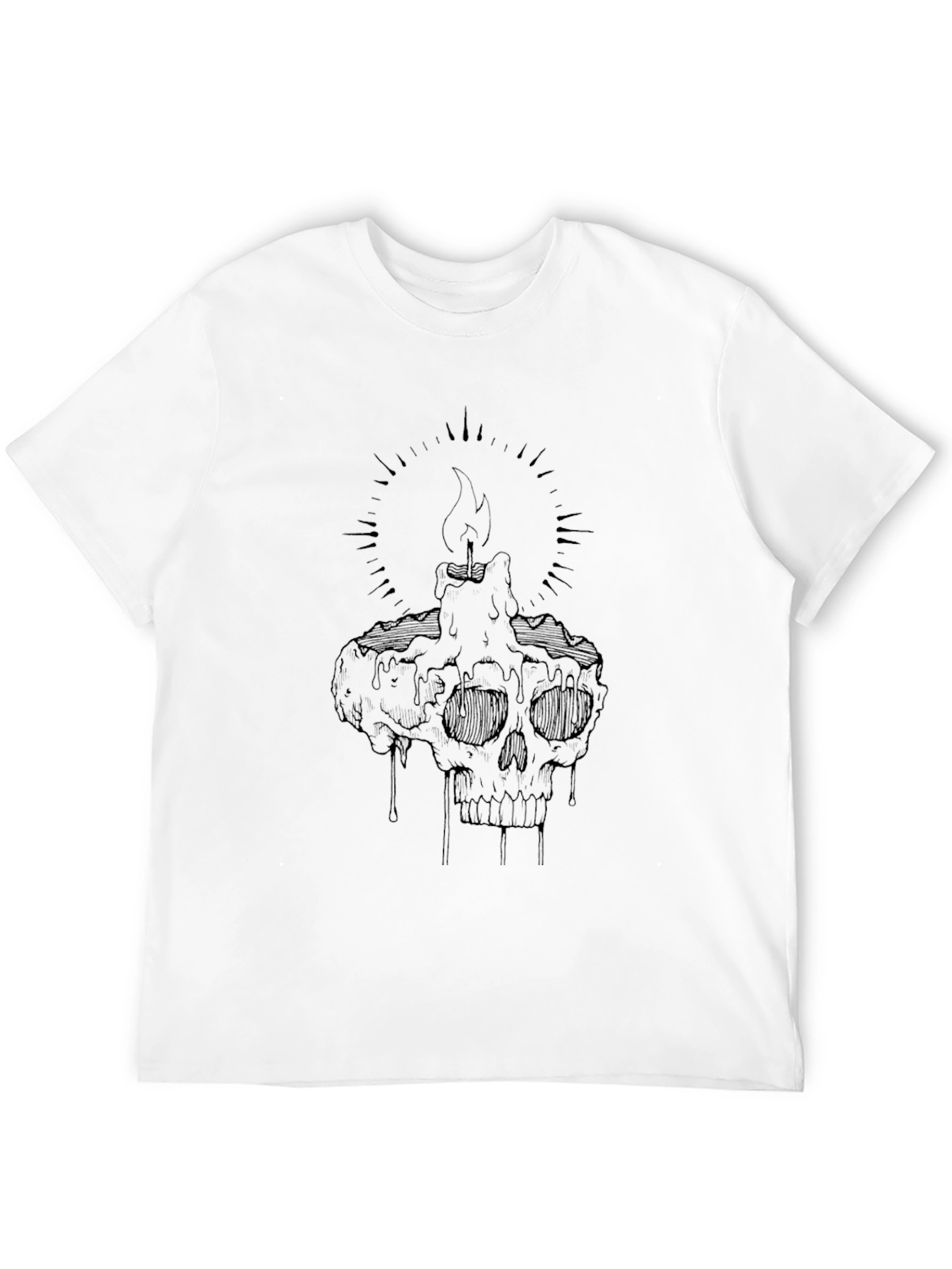 Skull Candle Graphic Tee - Black Cotton T-Shirt