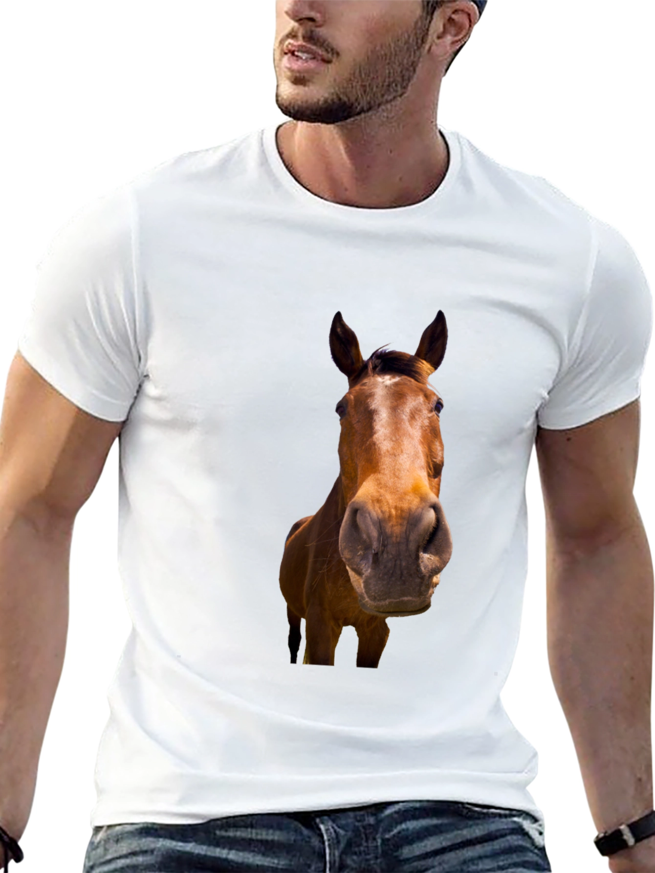 Black Horse Graphic T-Shirt for Men