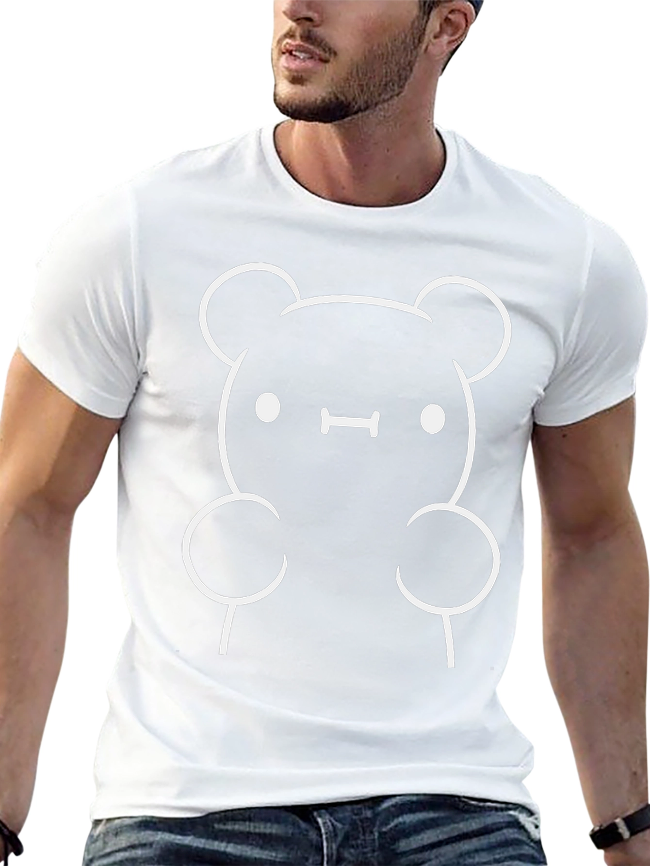 Cute Bear Graphic Tee - Black