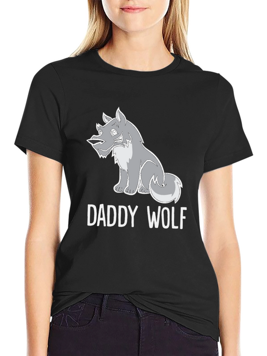 Daddy Wolf Graphic Tee - Black Cotton T-Shirt